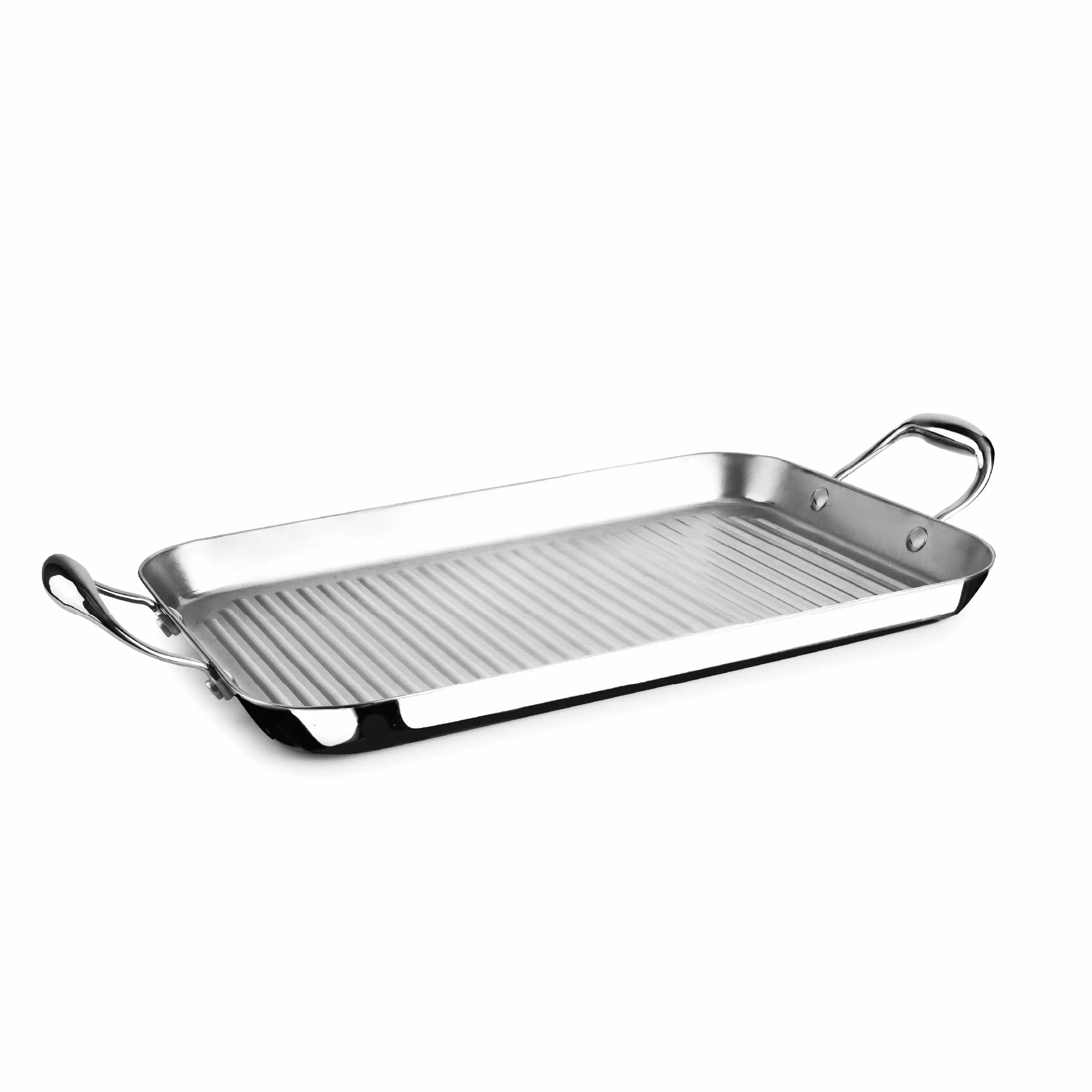 IBILI Grill Plancha Ondulado Tricapa Triply 38x25 cm Acero Inoxidable Apto Induccion