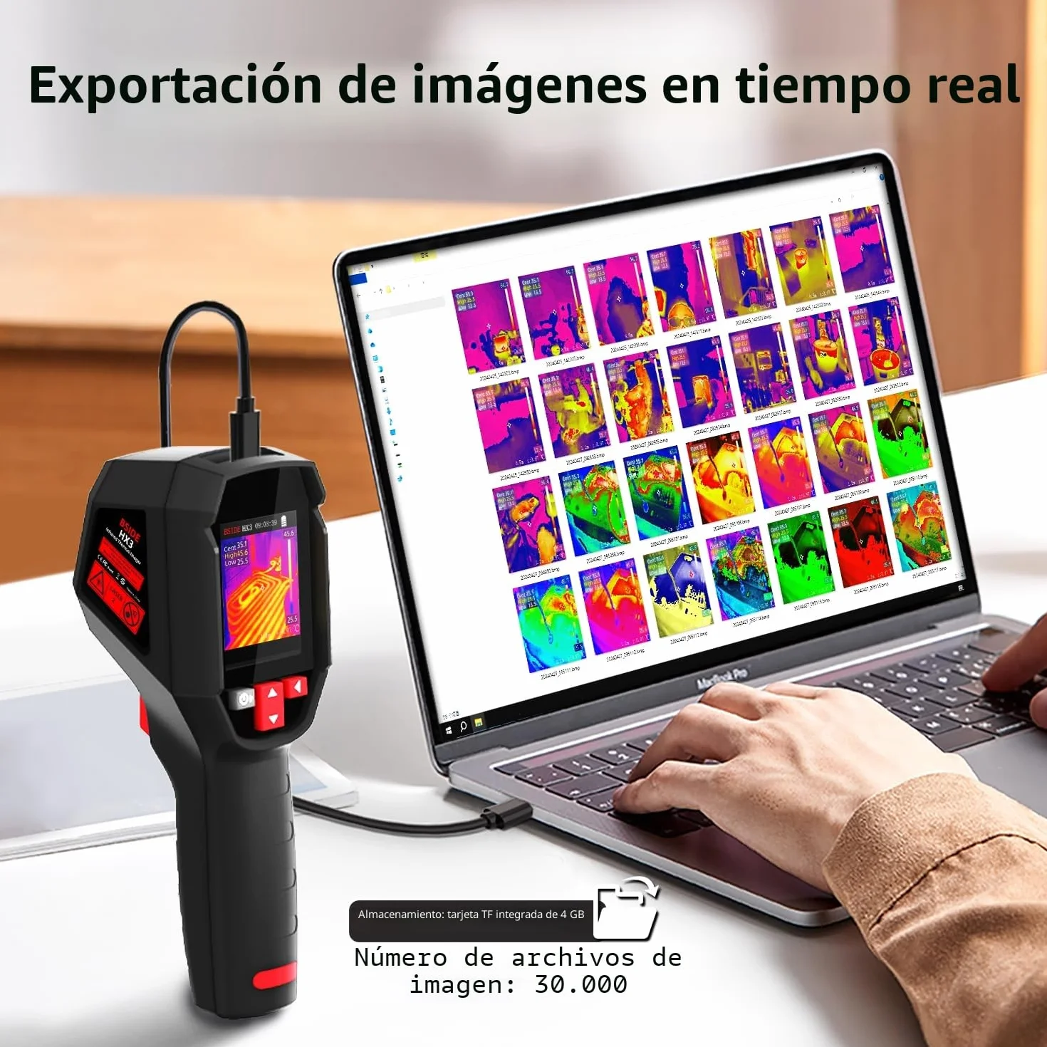 BSIDE HX3 Cámara Térmica 240x240 Resolución Cámara Termográfica Portátil 25Hz Frecuencia de Actualización -20°C-550°C 15 Paletas de Colores para Fugas de Agua HVAC Coche Reparación Electrónica