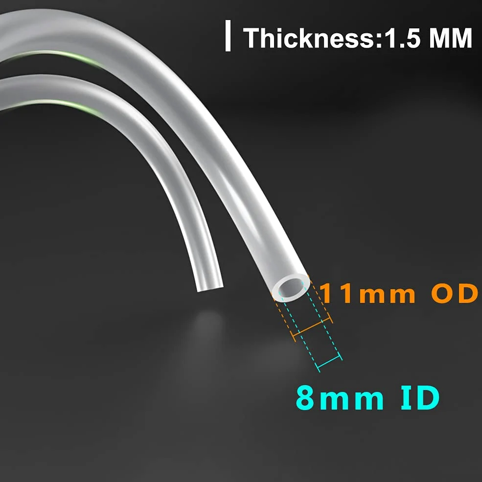 Feelers Tubo de silicona de alta resistencia de 8 mm de diámetro interior x 11 mm de diámetro exterior grueso de grado alimenticio de alta temperatura, tubo de silicona pura de alta temperatura, para