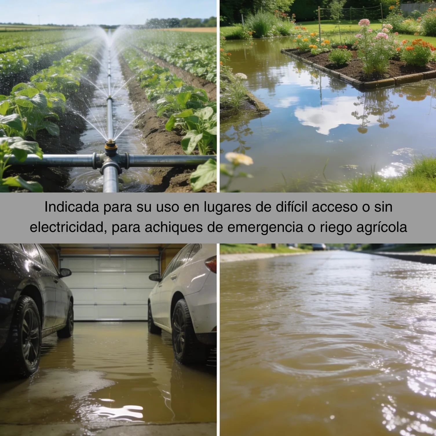 ESPA LEADER Motobomba MP-50, Motor Gasolina 4 Tiempos, Caudal Máx 32.000 l/h, Autonomía 2,2 h, Bomba de Agua para Achique, Vaciados de Emergencia, Inundaciones y Riego Agrícola