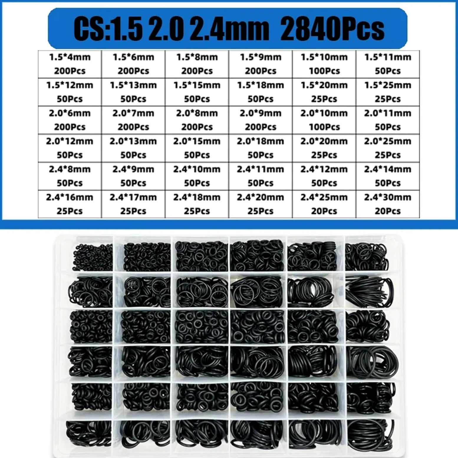 Junta tórica 3200 CS1.0-3.1 mm, arandela de sellado, juntas tóricas de NBR, resistentes al aceite y a altas temperaturas Junta filtro de aceite(2840pcs)
