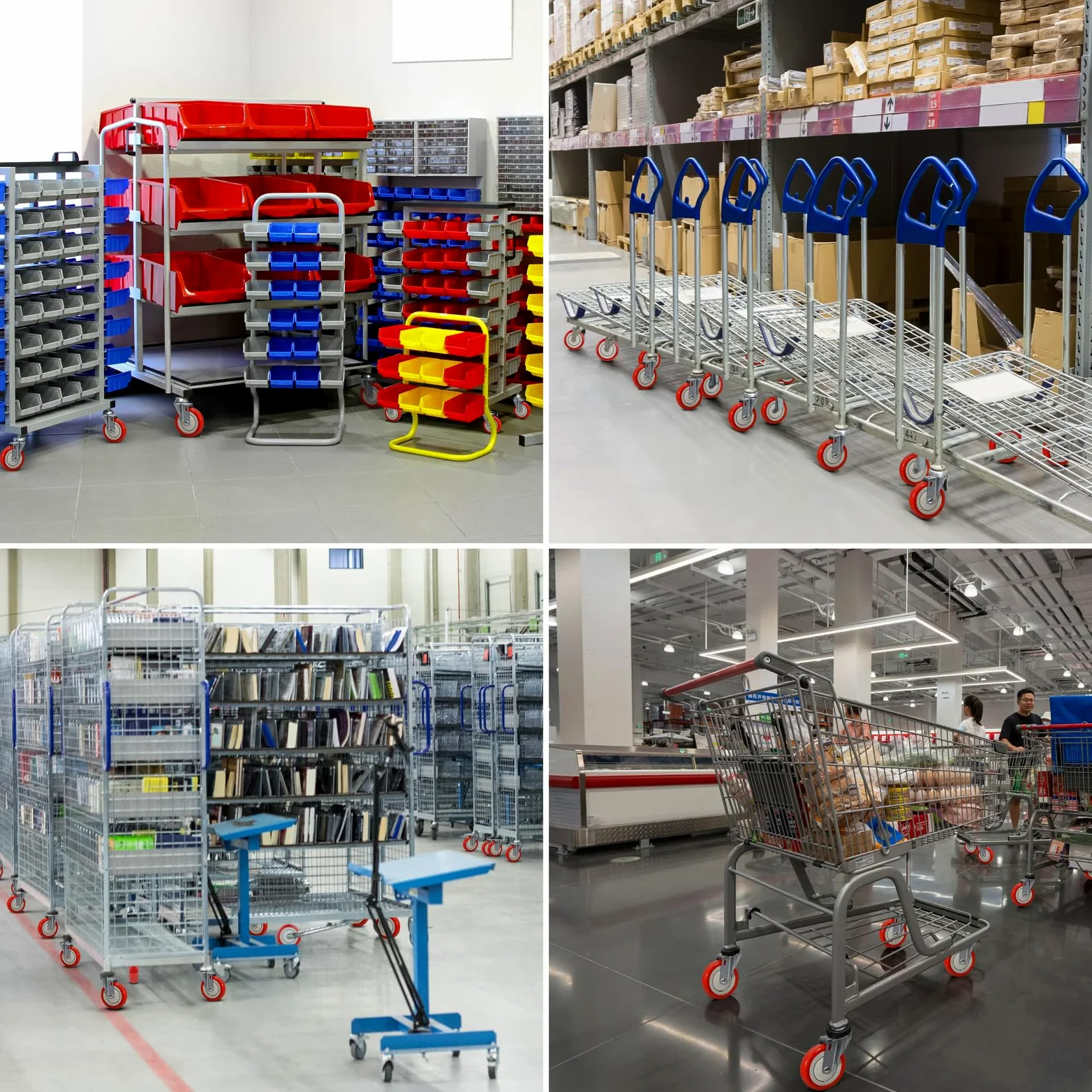 Ruedas de 5 pulgadas para carrito, ruedas de repuesto de poliuretano con eje de 5/16 pulgadas, capacidad total de 1200 libras (paquete de 4 unidades de diámetro de 5/16 pulgadas, rojo)