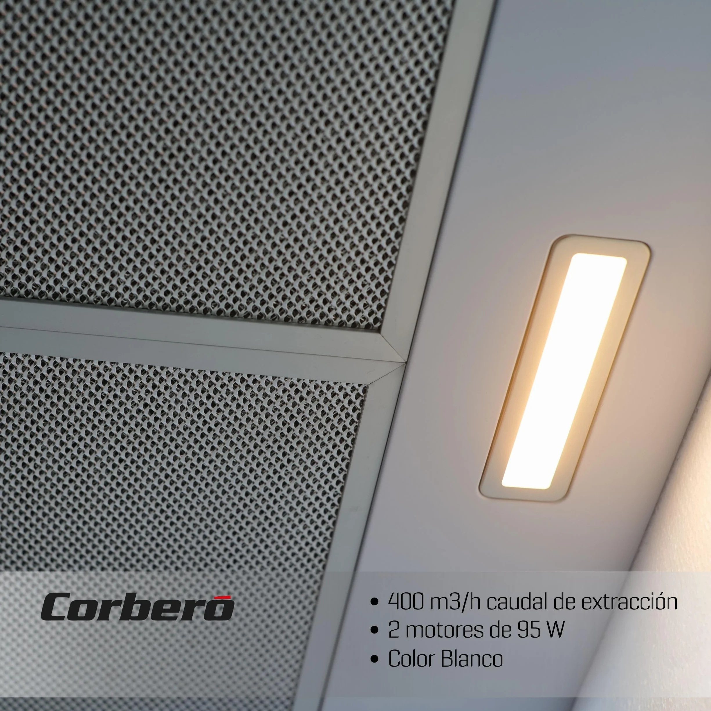 Corbero Campana Convencional 60 cm SELATI640W 400 m3/h 65db 191,5 W Blanco