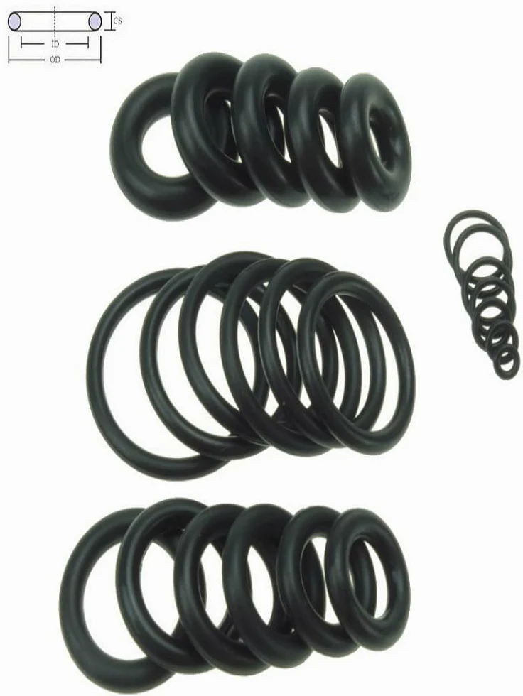 Junta de juntas tóricas de caucho de nitrilo, juntas tóricas de nitrilo CS de 1,5 mm, arandela de sellado resistente al aceite de 5-80 mm de diámetro exteri0r, 10 unidades, color negro(58mm)