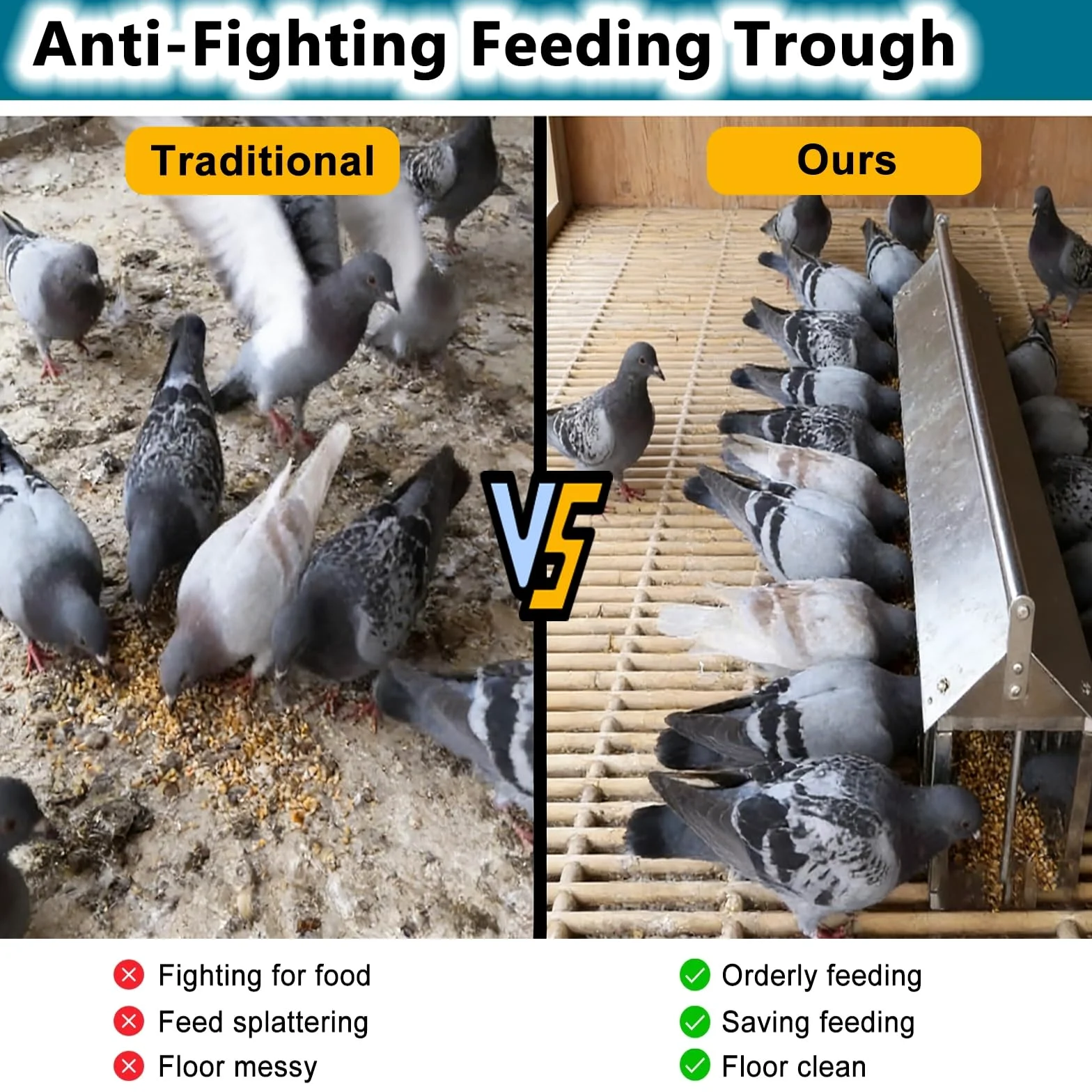 Comedero de metal para aves de corral, comedero de pollo con cubierta de lluvia, diseño sin residuos para pavos, gansos, codornices, patos y pájaros