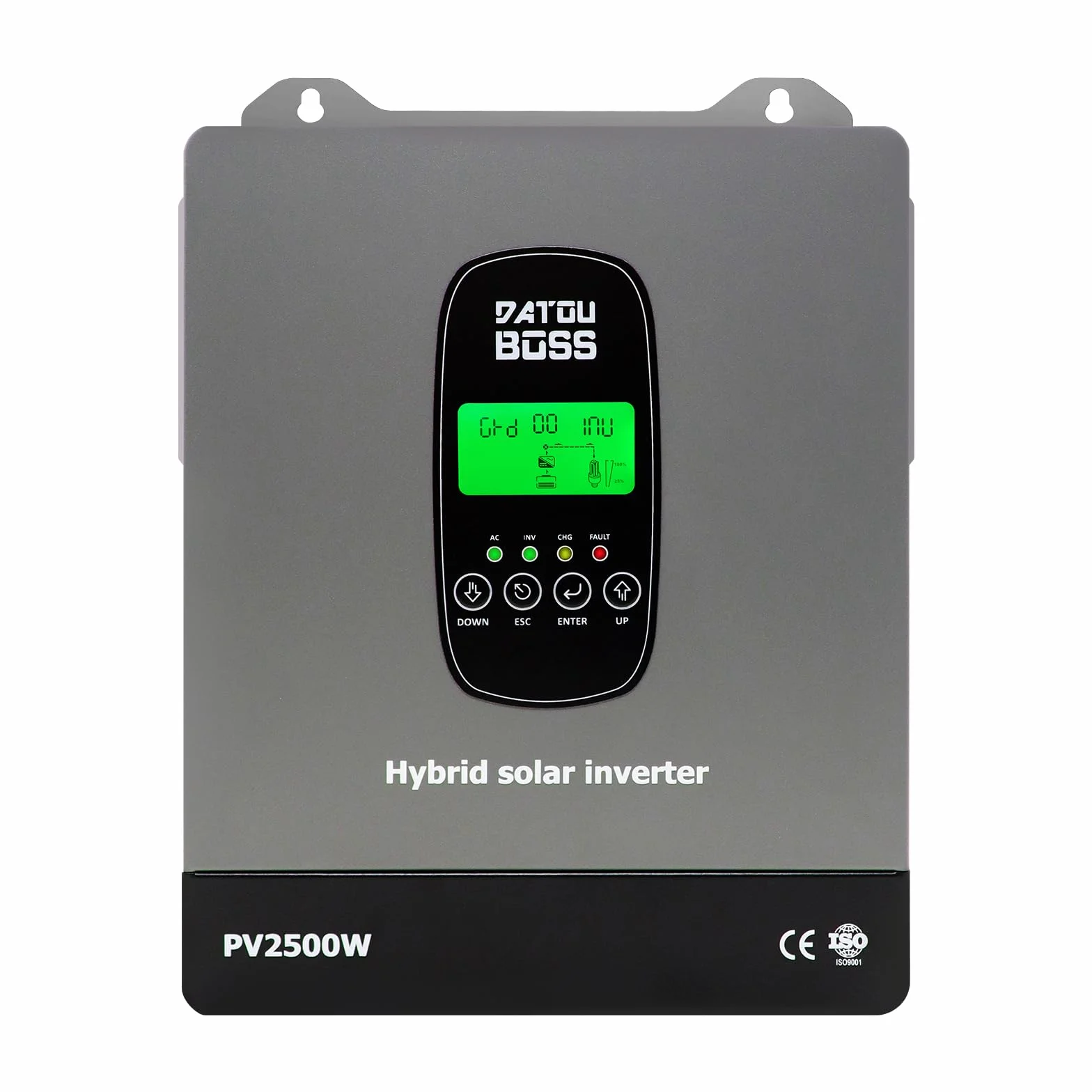 DATOUBOSS 1800W Inversor Solar Híbrido 12V, Onda Pura, Entrada fotovoltaica de 2500W,admite Funcionamiento sin batería, 100A MPPT,admite baterías de 12V.