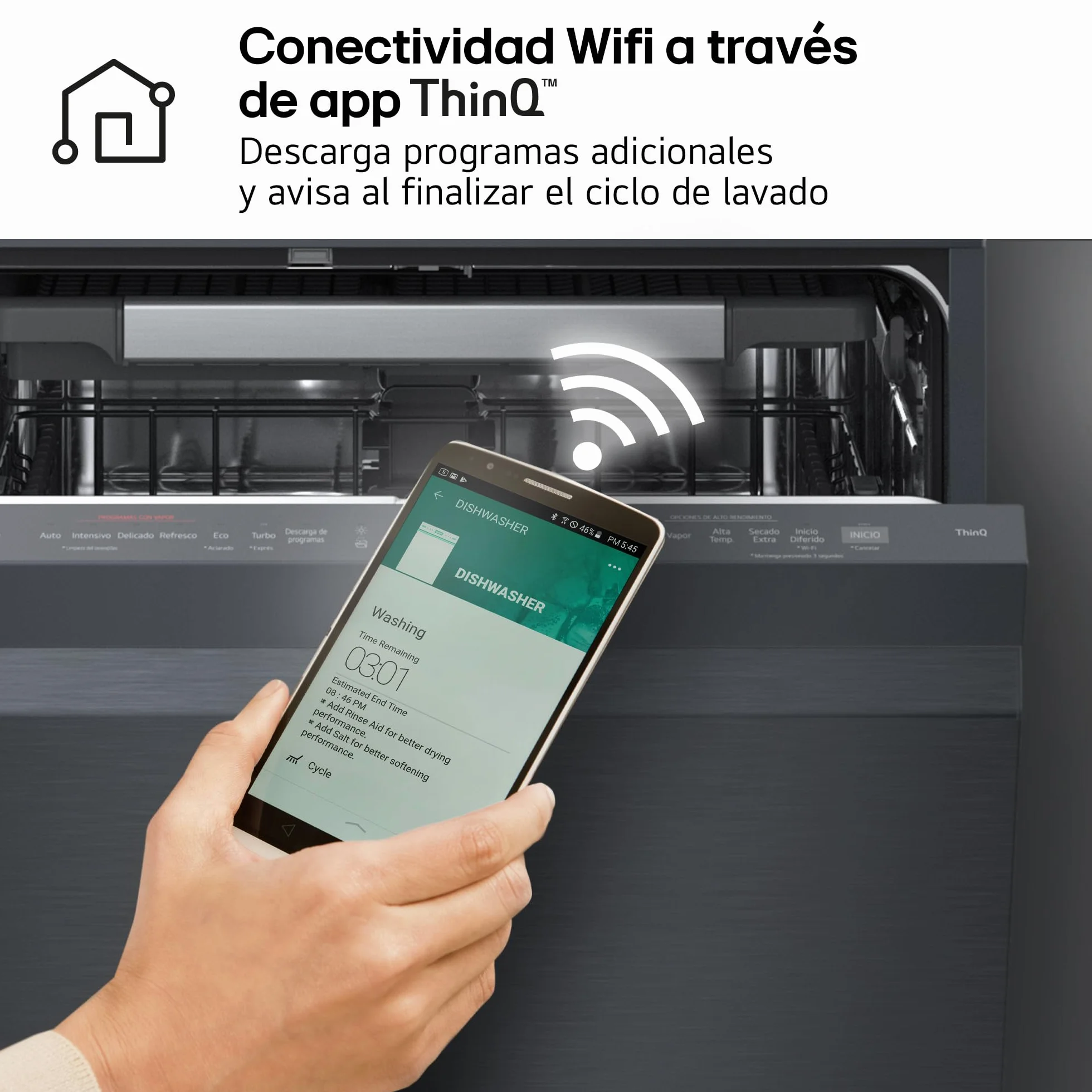 LG Lavavajillas QuadWash Steam DF375HMS 14L Acero Negro Grafito Eficiencia A