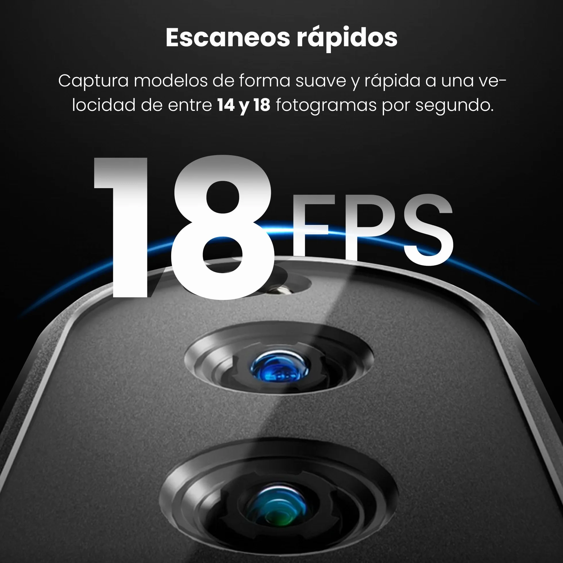 Revopoint INSPIRE 3D Scanner para impresión 3D portátil, escáner de modelo 3D con velocidad de escaneo de hasta 18FPS y precisión de 0.2mm, escaneo en color completo compatible con Android/iOS/Mac/Win