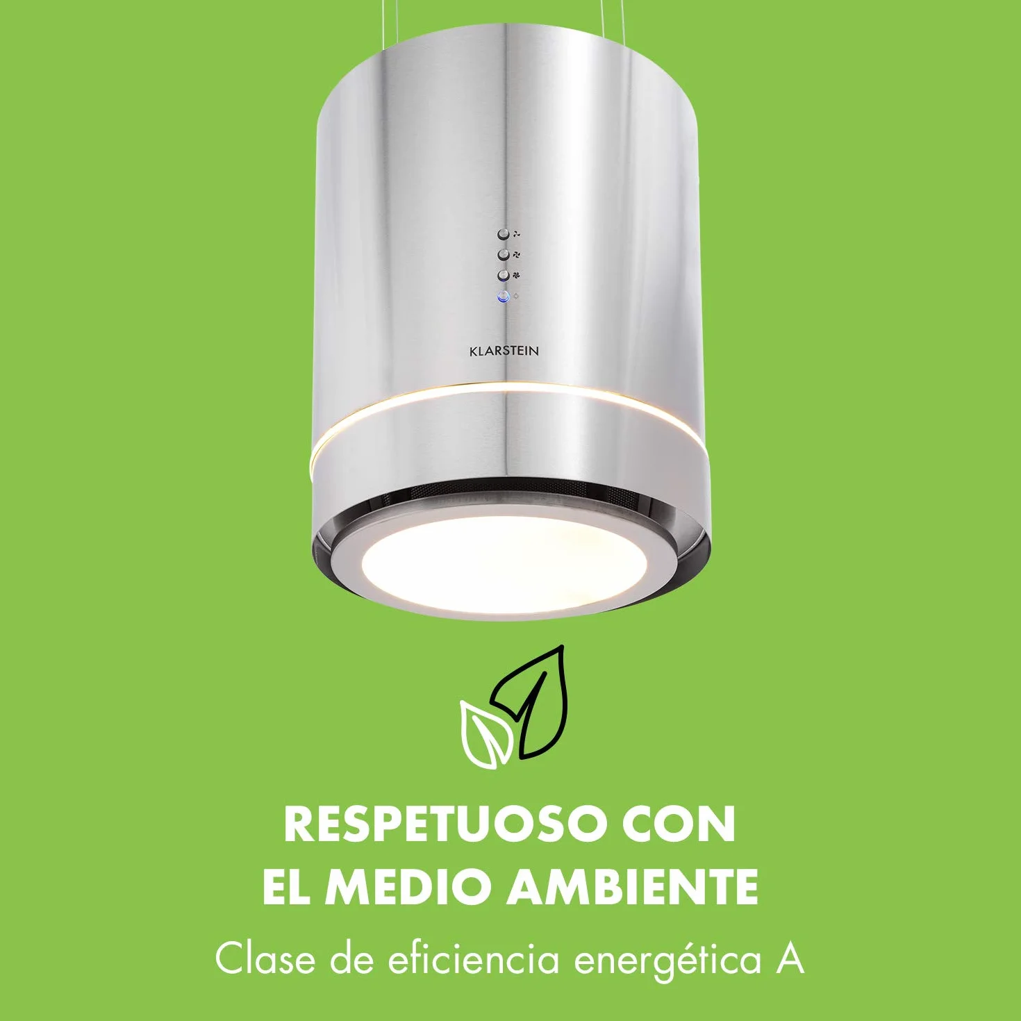 Klarstein Campana Isla Extractor Cocina 540m³/h Temporizador 3 Modos Filtros Carbón Activo