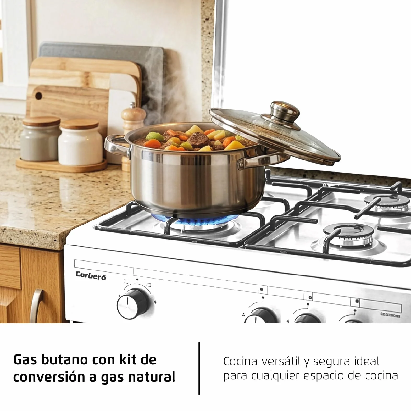 Corberó Cocina Gas Plus CCSF35020BW 3 Fuegos Horno 43 L Doble Puerta Cristal Blanco