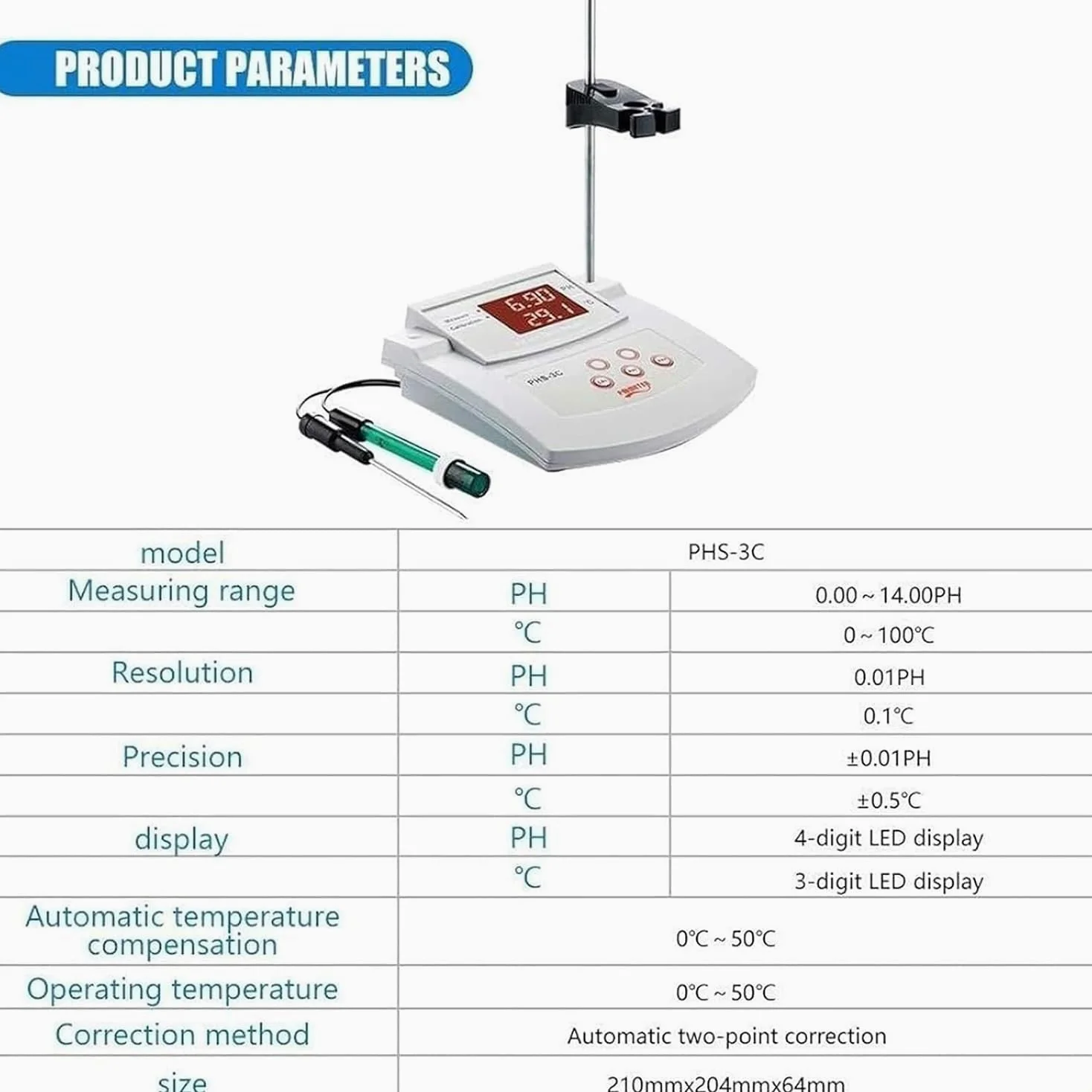 Medidor Digital De Ph Y Temperatura De Sobremesa, Medidor De Ph De Laboratorio, Autocalibración De 2 Puntos Y Compensación Automática De Temperatura, Precisión De ±0,01 Ph
