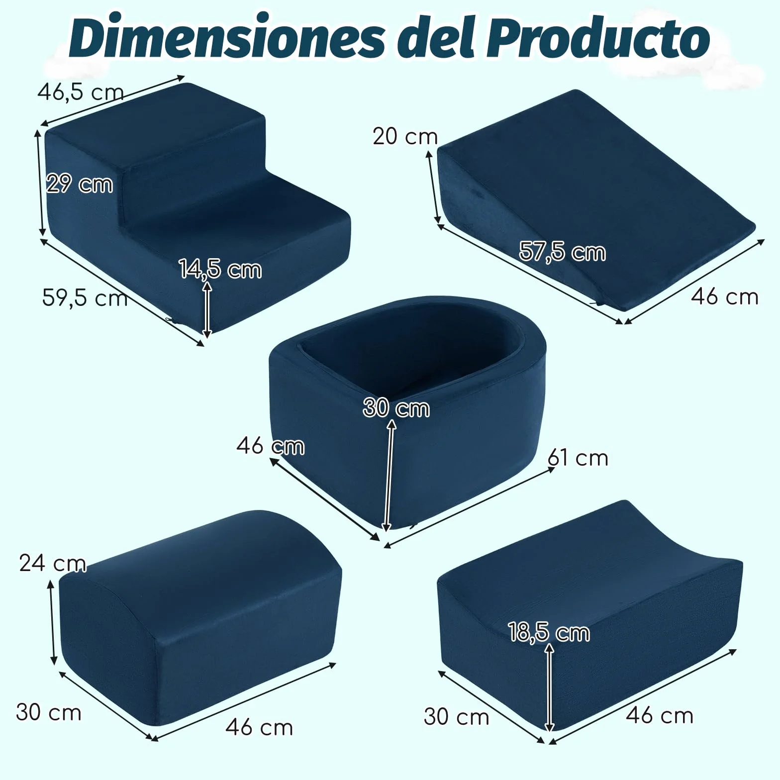 COSTWAY Juego de Escalada y Rampa 5 Piezas, Bloque de Escalada con Piscina de Pelota Infantil, Funda Lavable