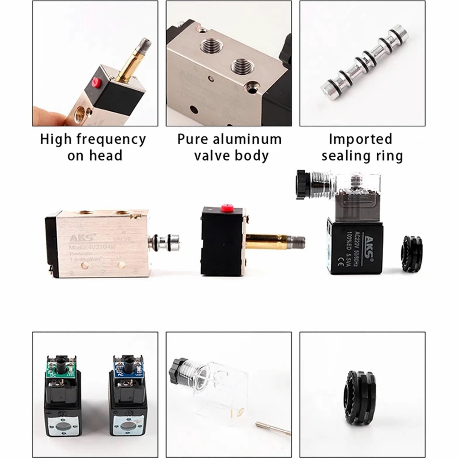 Electroválvula neumática 4V310-08/10, 3 vías, 2 Posiciones, Control de Gas, válvula magnética Aire, CC/CA, Bobina, voltios, Accesorios Manguera(DC12V)