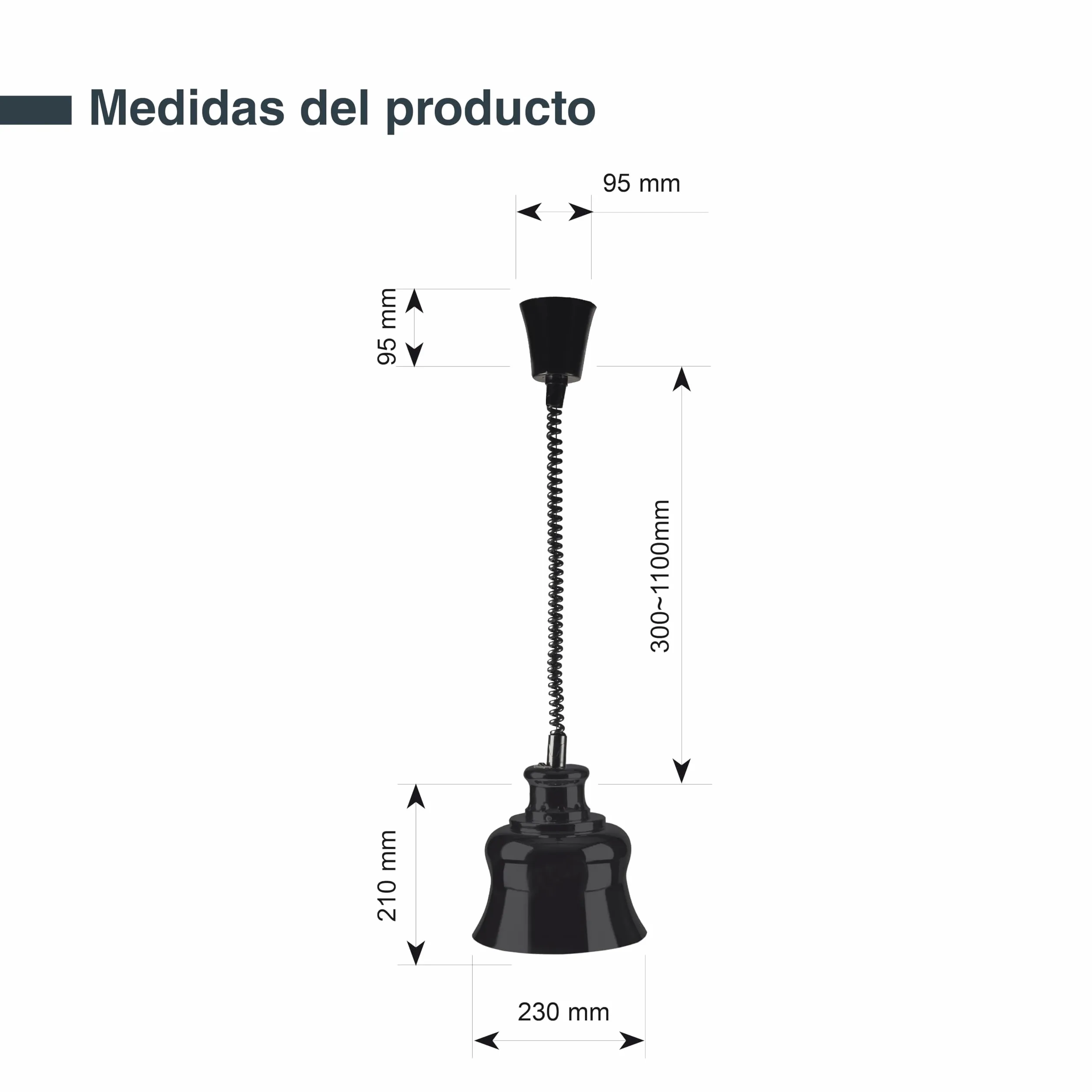 LACOR 69359 - Lámpara Calentamiento Infrarrojos, Lámpara Extensible | En aluminio ligero, para un uso práctico y profesional en cocina; ideal para cocina profesional y uso diario en casa