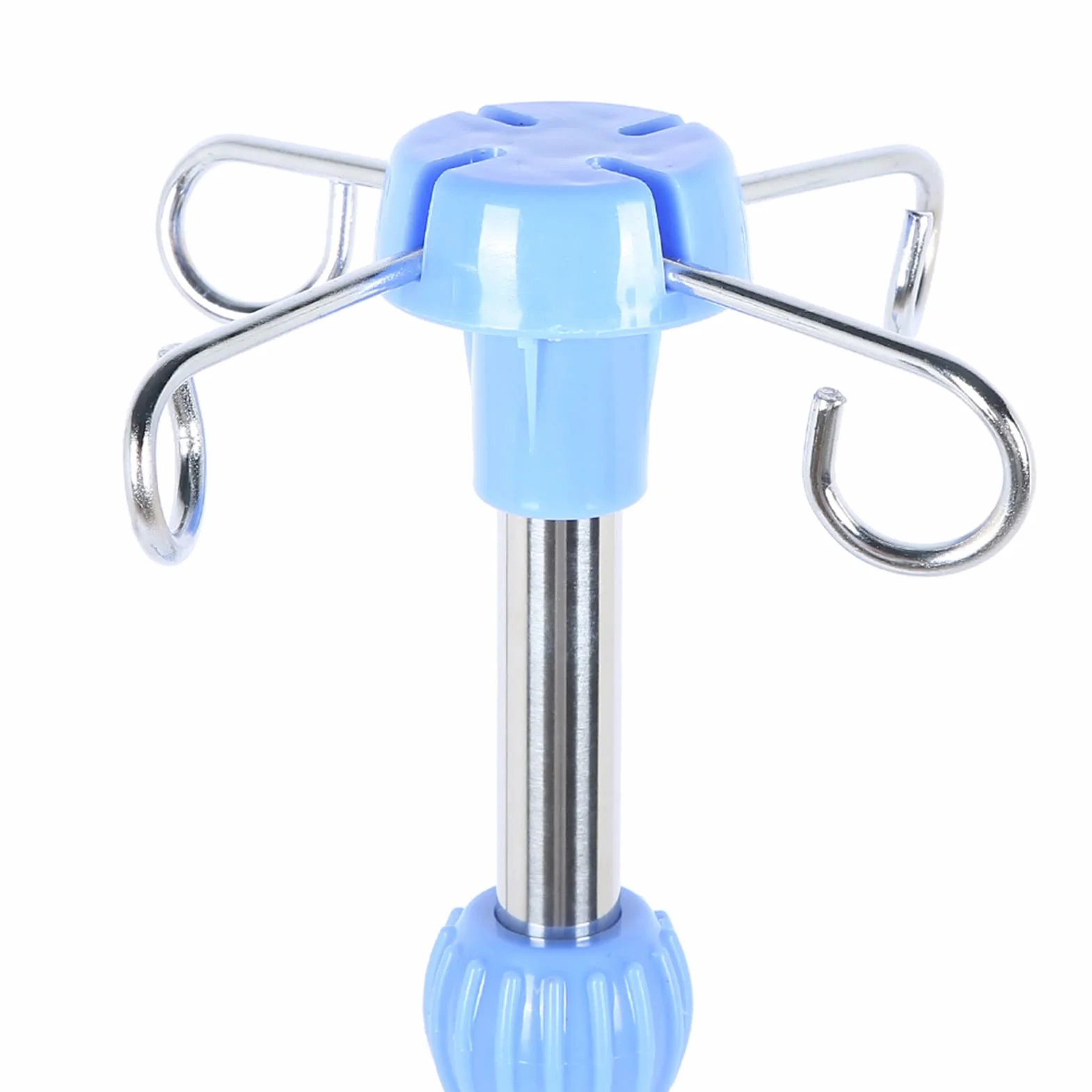 Soporte para Poste Intravenoso, portátil plegable médico IV fluido bolsa de pie con 4 ganchos y 3 ruedas, altura ajustable de acero inoxidable IV bolsa de pie para los hospitales
