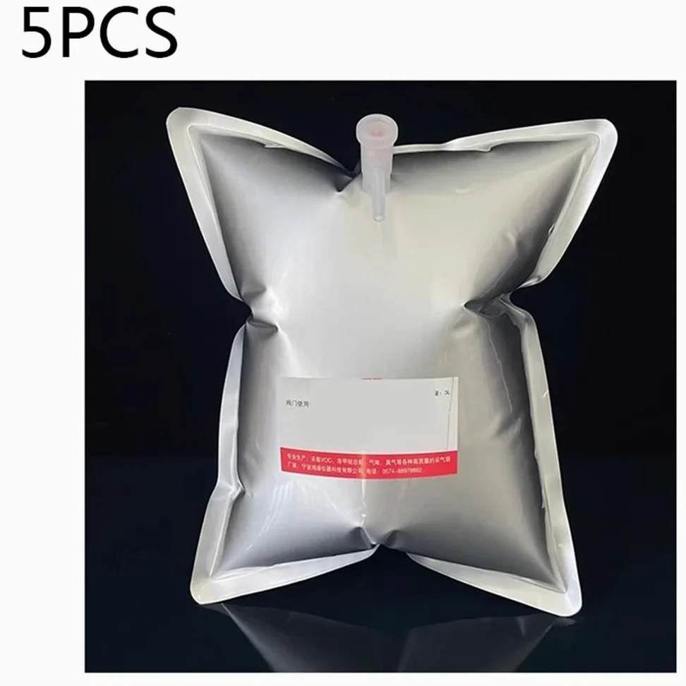 Cristalería de Laboratorio Bolsa de muestreo de aluminio de 5 piezas, bolsa de recolección, bolsa de recolección, válvula simple y doble(0.1L double valve)
