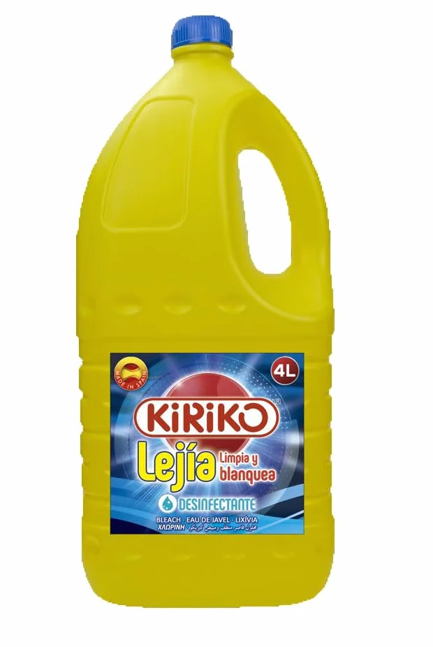 Caja 3 unidades Lejía amarilla KIRIKO. Botella 4 litros