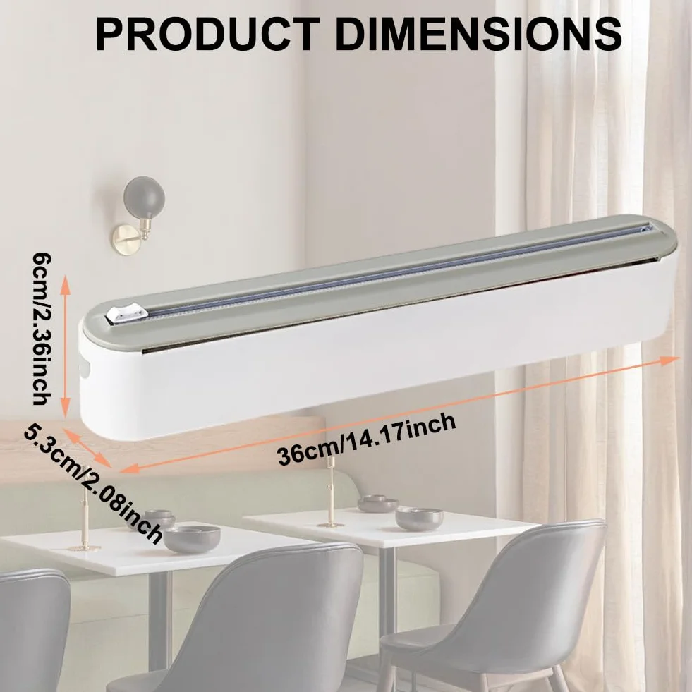 Dispensador Papel Aluminio y Film 2PCS Rellenable Magnético para Cocina con Cortador