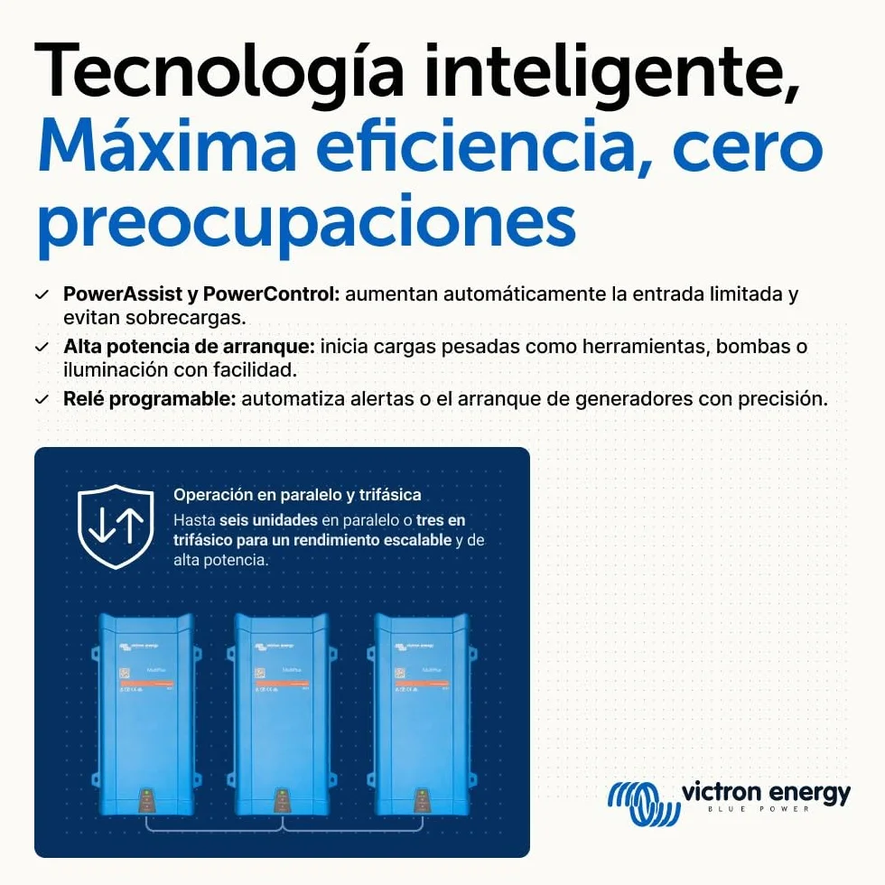 Victron Energy MultiPlus 800VA 24-Voltios 230V Inversor de Onda sinusoidal Pura 16 amperios Cargador de batería