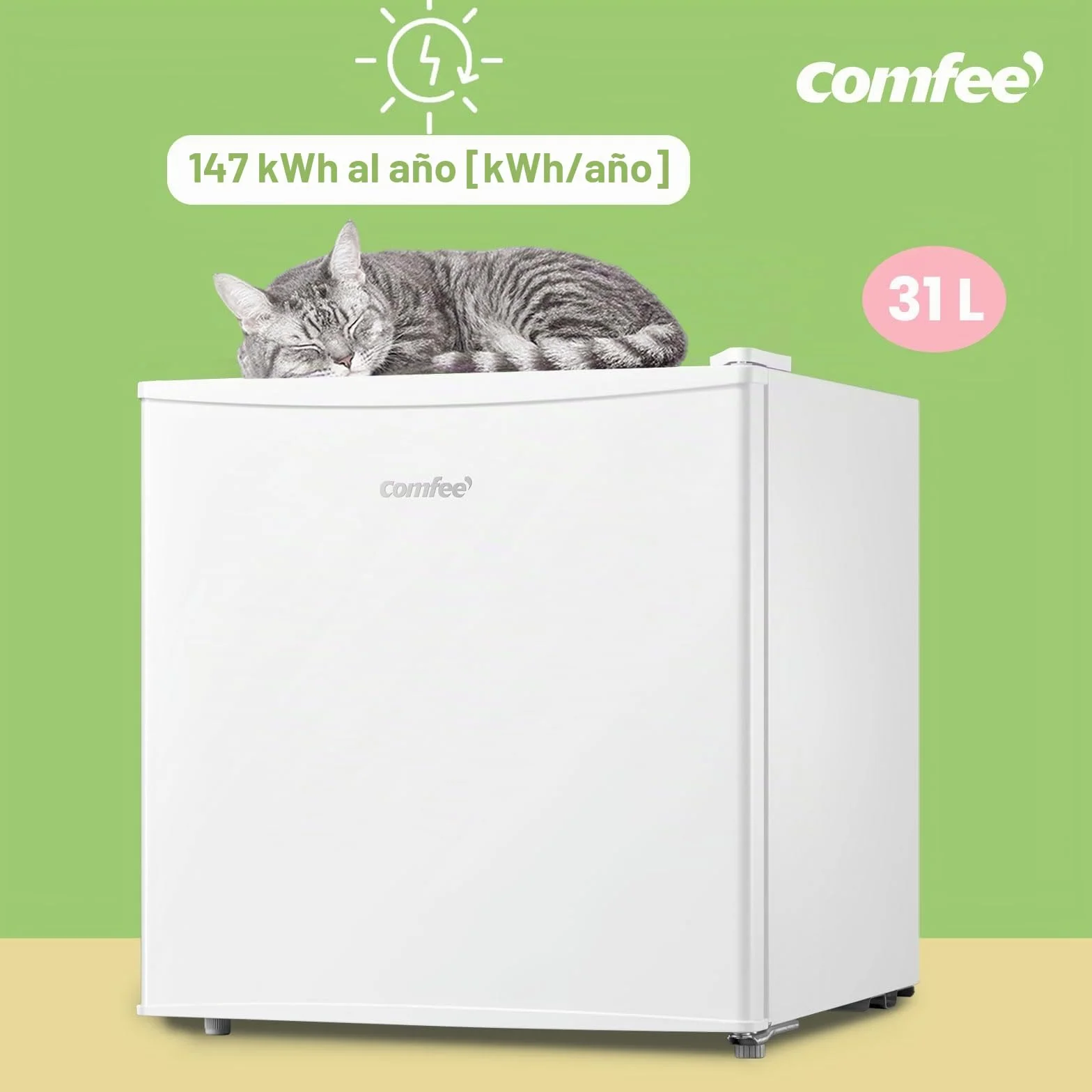 COMFEE' RCU40WH2(E) Mini Congelador 31L, Puerta Reversible, 4 Estrellas, Silencioso, Blanco
