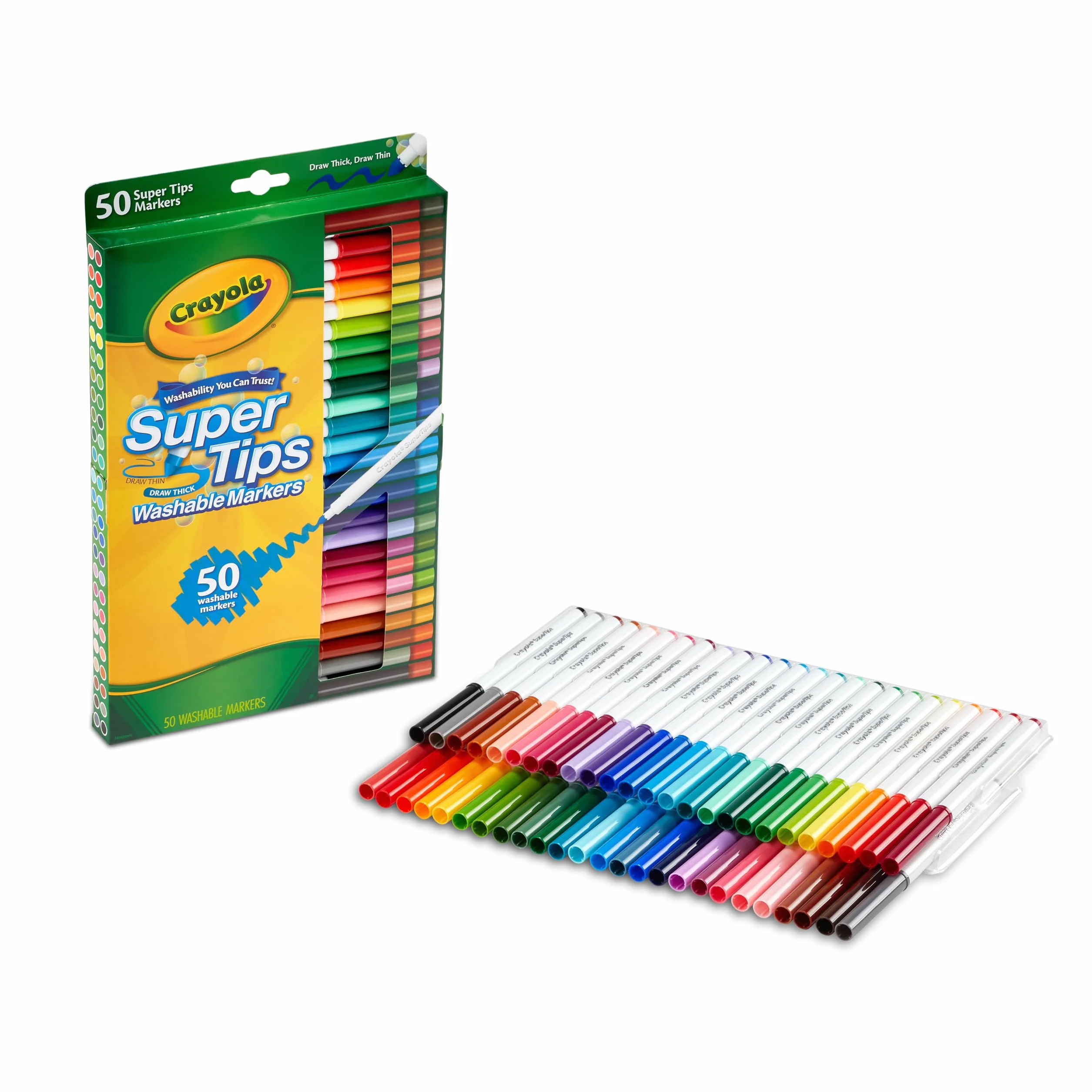 CRAYOLA Rotuladores Supertips Lavables, Set 50 Unidades, No Tóxico, Multicolor