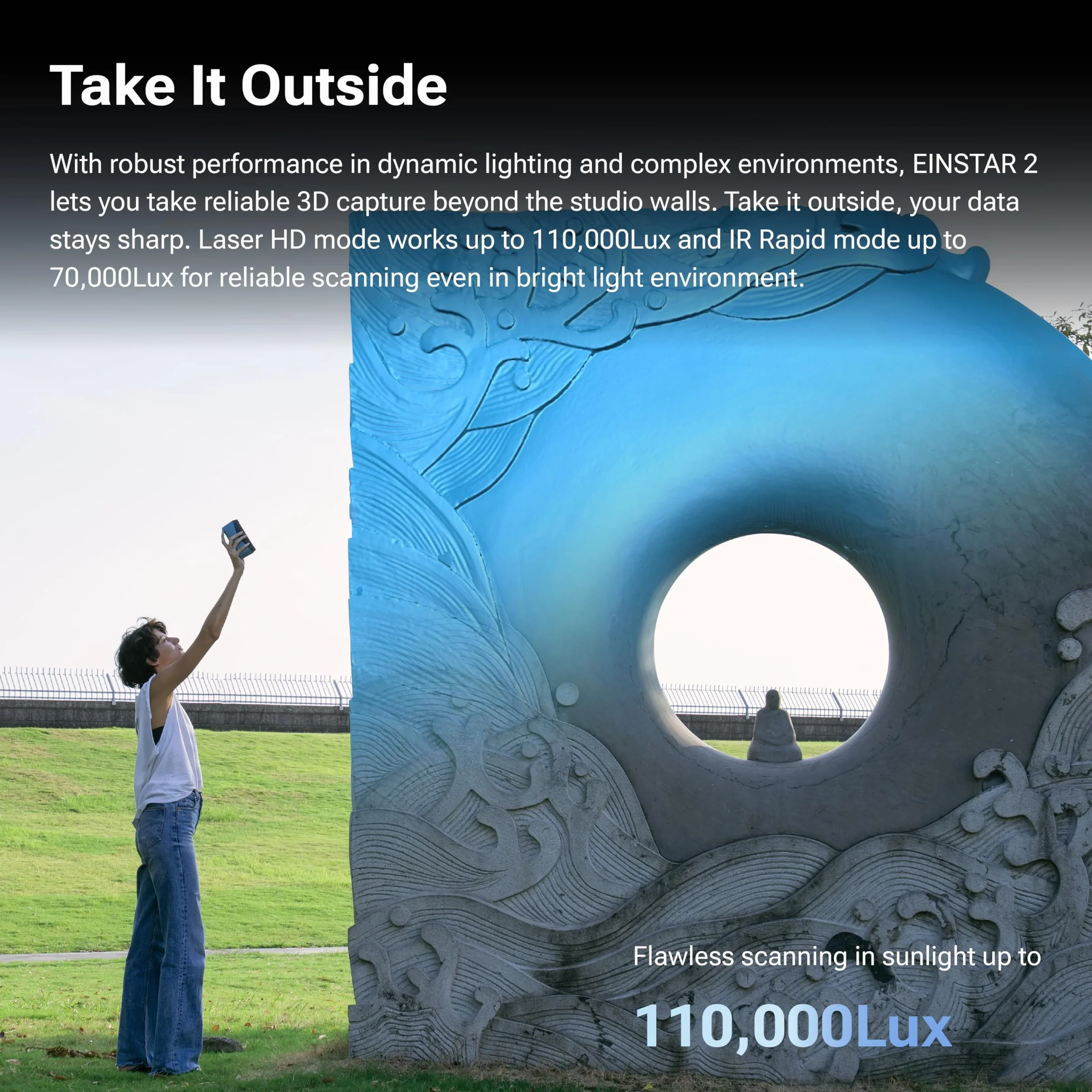 EINSTAR 2 escáneres 3D para impresión 3D, escaneo inalámbrico con Wi-Fi 6, 17 líneas láser azul paralelas + luz infrarroja VCSEL, escaneo de alta velocidad de hasta 90 FPS, a todo color