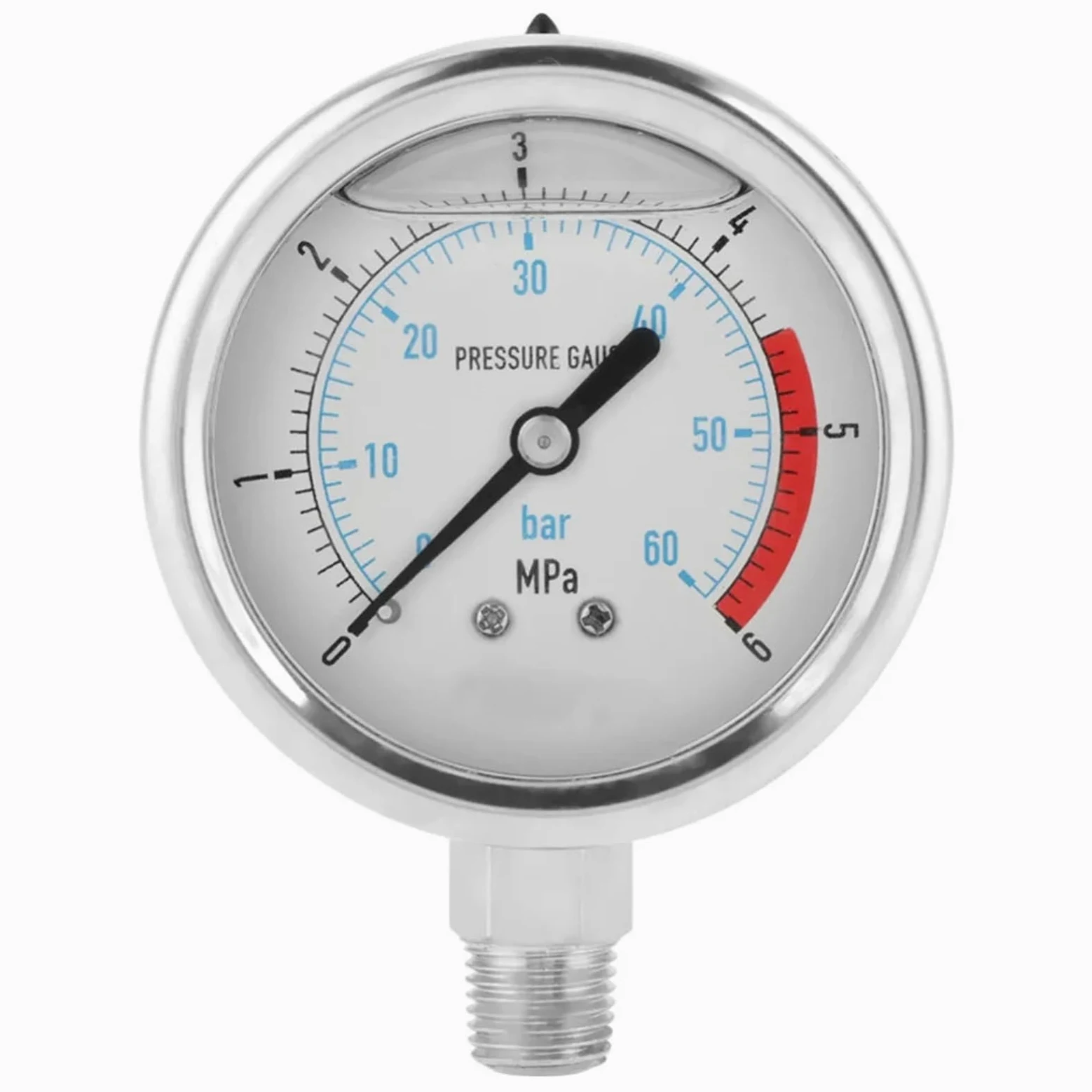 Manómetro de presión de Agua hidráulico de 0 a 60 Bar y 0 a 6 MPa, 1/4" NPT, Esfera de 60 mm, Herramienta de medición de presión, manómetro Digital.