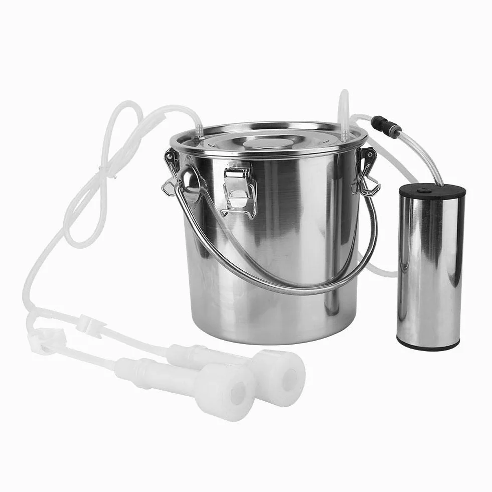 Ordeñadora eléctrica, acero inoxidable,5L Vaca Cabra Vaca Oveja Cubo Succión Impulso Ordeñadora Bomba de vacío Ordeñadora Cubo BarrilManguera de calidad alimentaria de tanque (cabra)