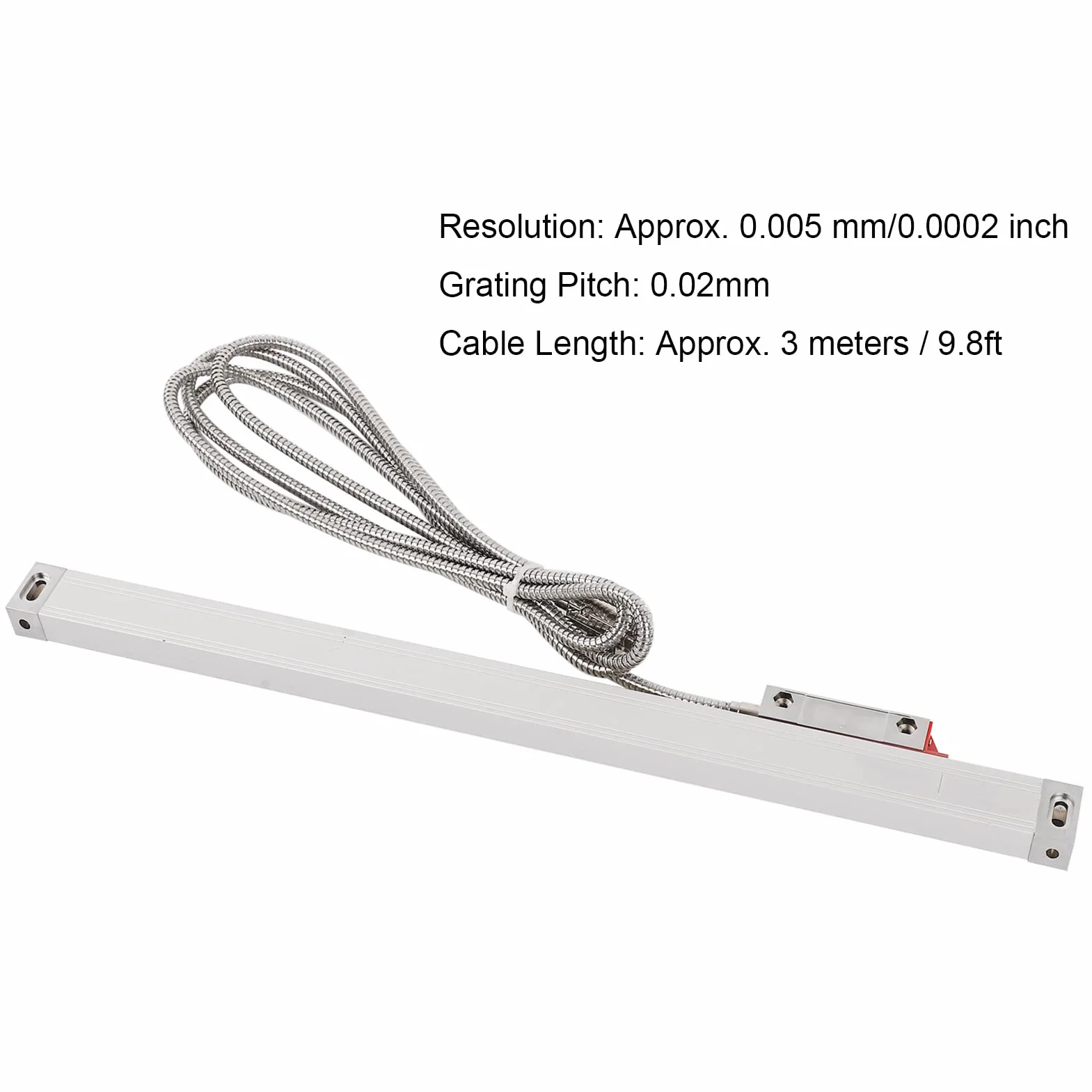 Codificador de Escala Lineal, Codificador de Regla Lineal, Codificador de Escala Lineal óptica Sensor de Regla de Rejilla de 5 μm de Alta Precisión para Torno DC5V con Cable (800)
