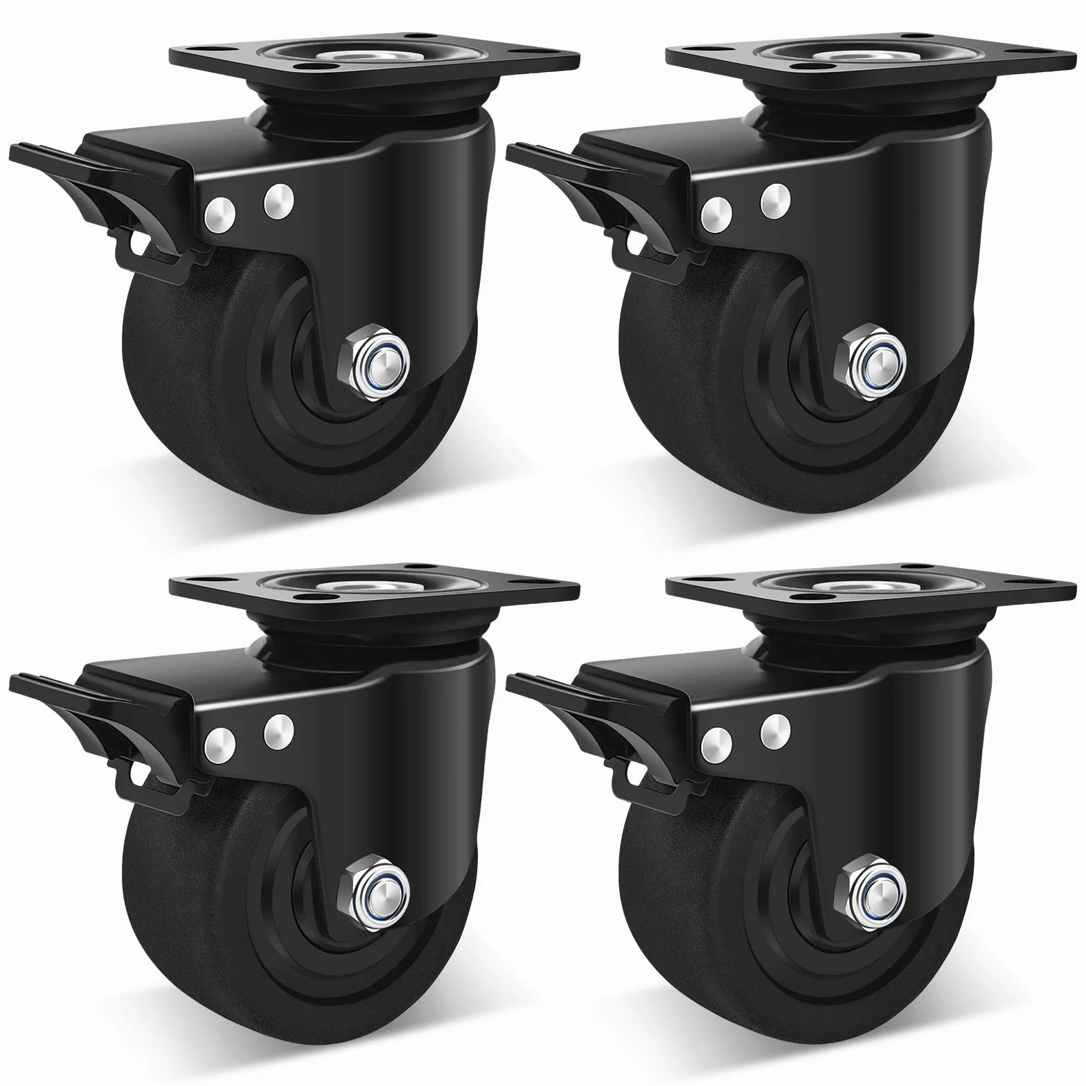 WEIBIDA 100mm Ruedas para Muebles Grandes, Giratorias con 4 Freno, Carga 3000KG, Nylon Duradero