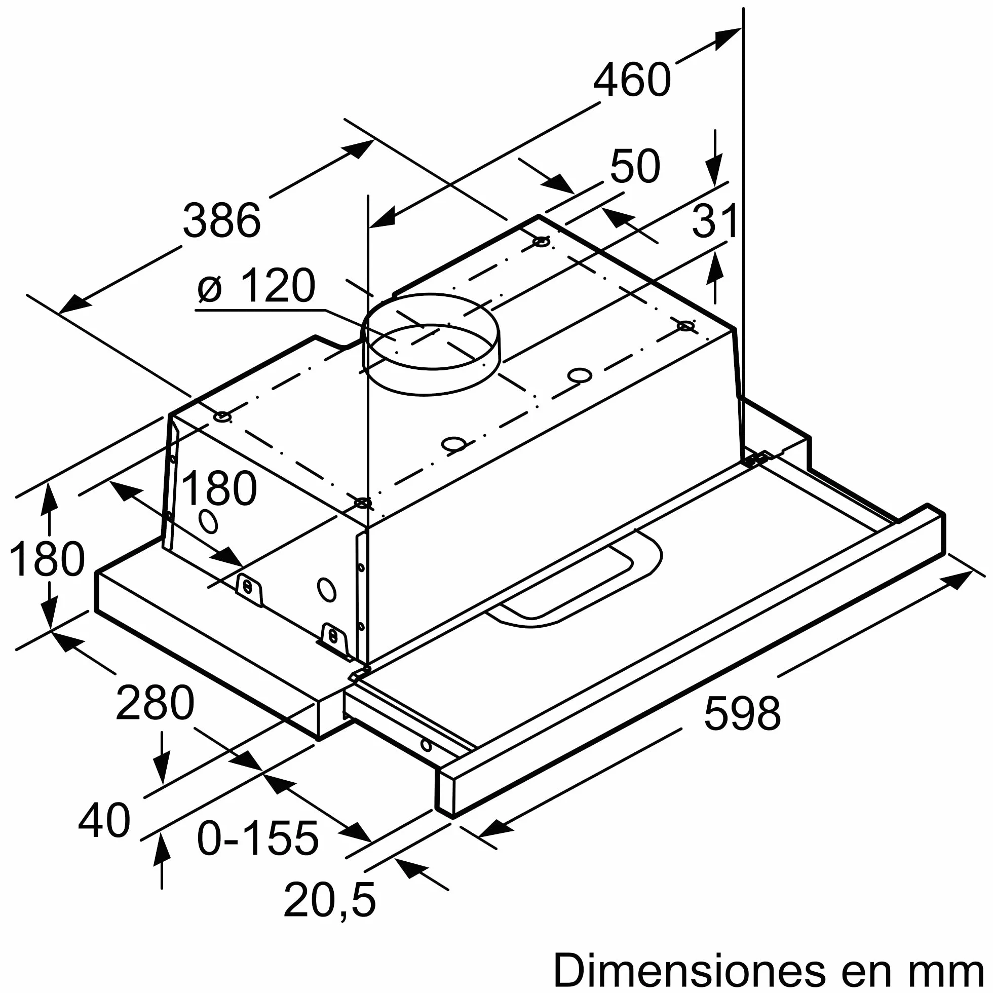 Balay Campana Telescópica 60 cm 3 Potencias Acero Inoxidable Blanco 3BT262MB