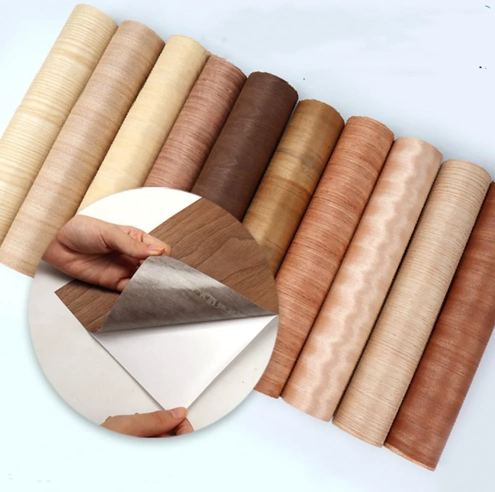 Placado en Madera de Nogal Natural de Despegar y Pegar Adhesivo de Restauración de Hojas de Madera para Altavoces, Armarios, Mesas, Cocina, Artesanía (20x250CM, Corte Plano)