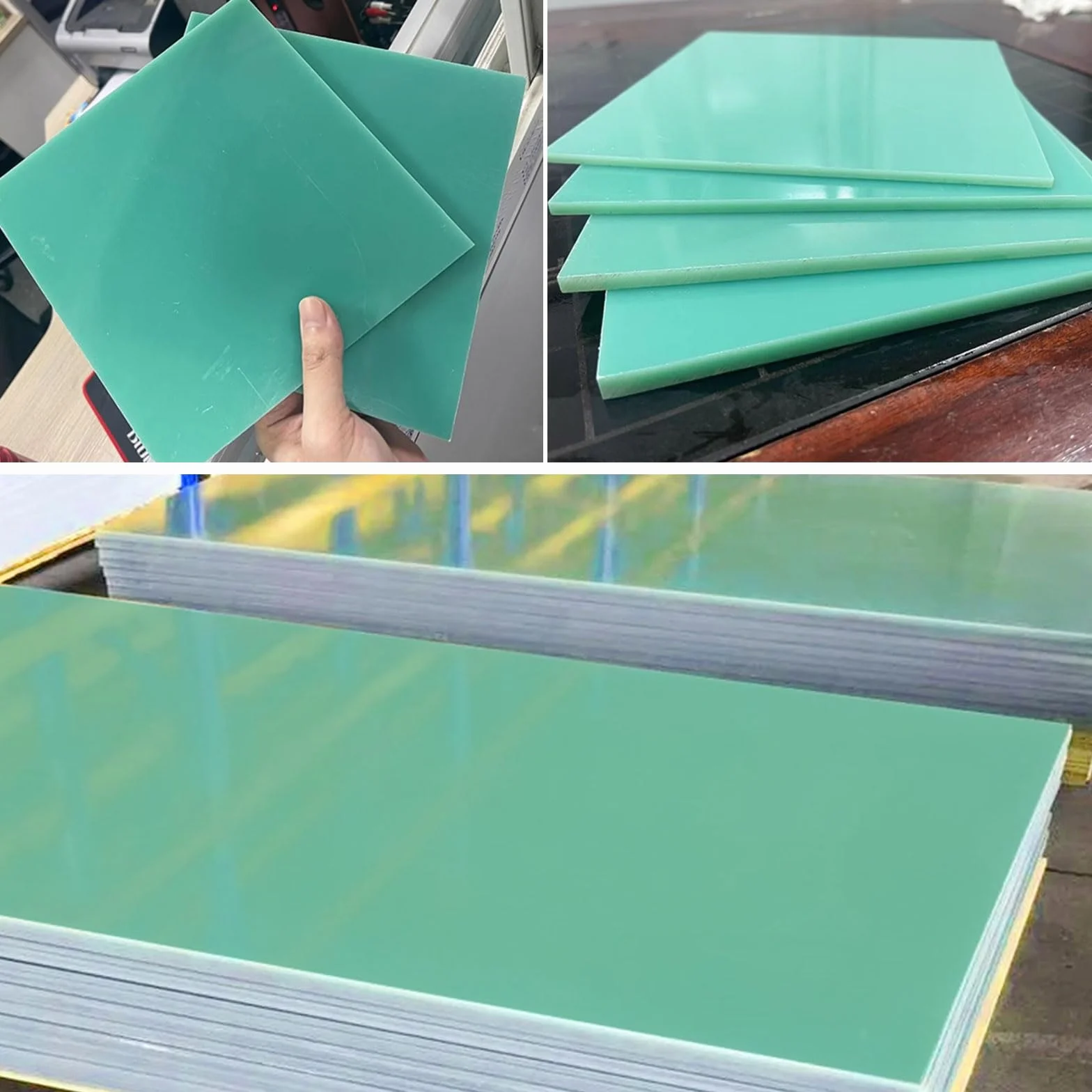 Lámina de fibra de vidrio FR4 verde agua de 500 x 500 mm - Panel aislante de resina epoxi for reparación de PCB y proyectos de bricolaje(500x500x4mm)