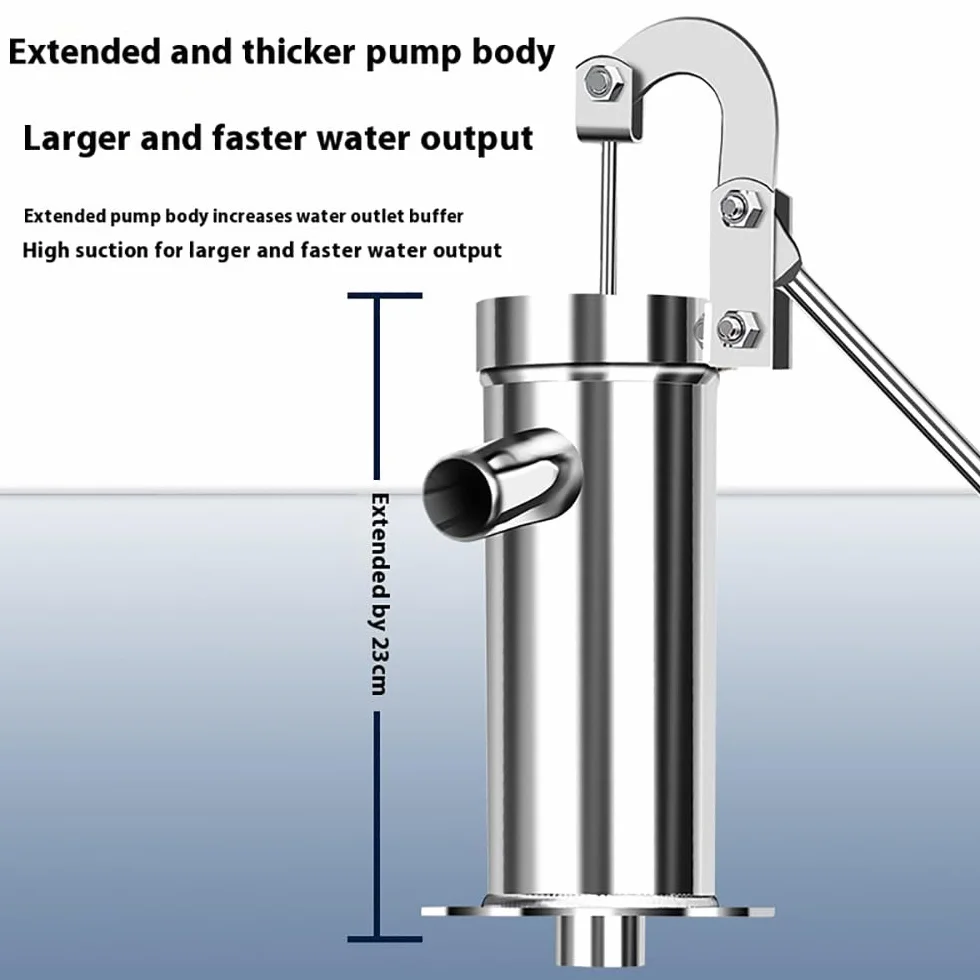 Bomba de pozo manual,Bomba de Agua Manual de Acero Inoxidable,Bomba De Agua SubterráNea DoméStica De Acero Inoxidable,con soporte de 58 cm y manguera de 5 metros para Jardines Parques Estanques