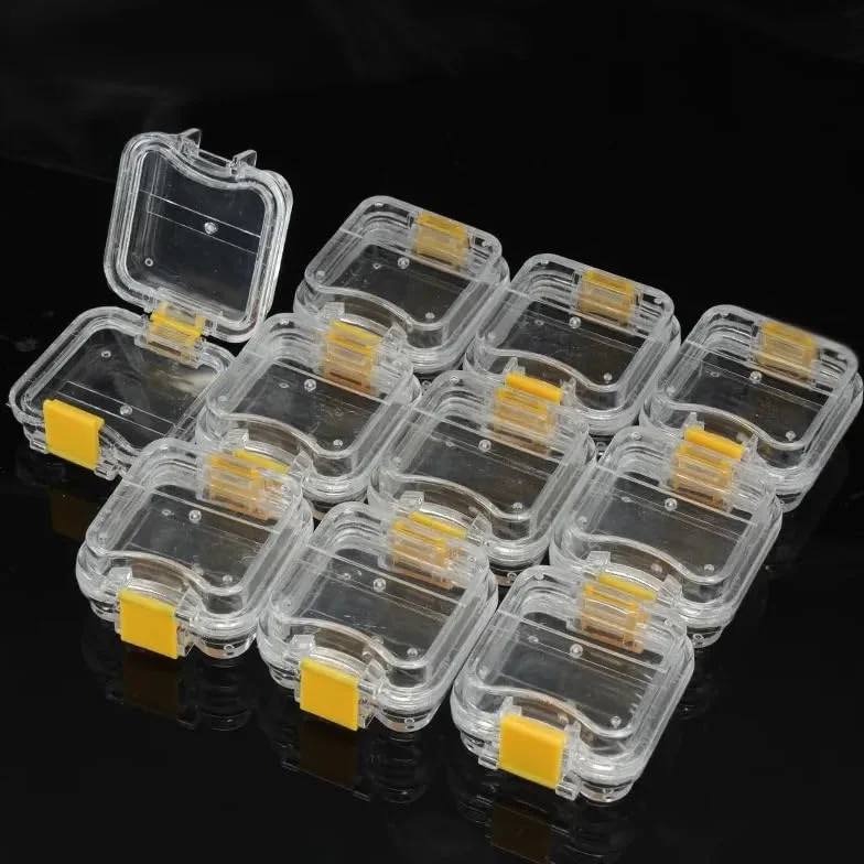 Caja de Corona pequeña con película Flexible Transparente, Material de Herramienta Dental de plástico, Almacenamiento Interno, 10 Uds.