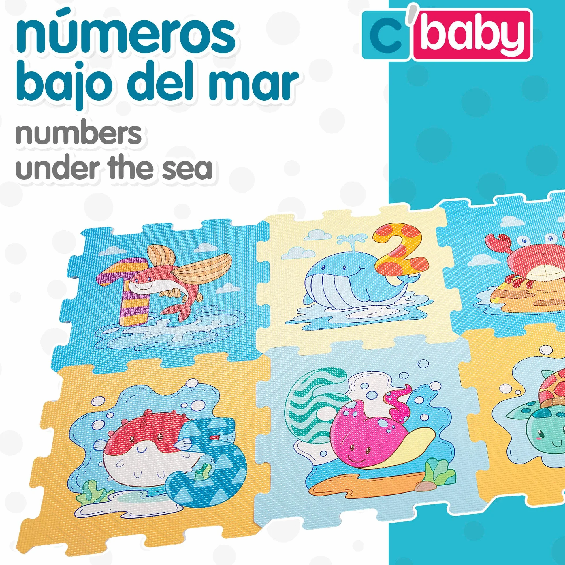 Colorbaby C'Baby Alfombra puzle bebés Animales y números 8 Piezas gomaespuma