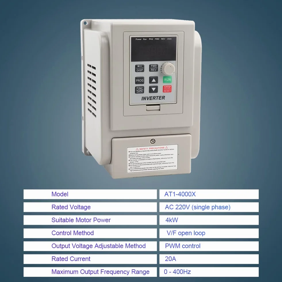 Convertidor de frecuencia VFD, variador de frecuencia de CA monofásico de 220 V CA Inversor VFD para Motor trifásico de 4 kW de CA con Control PWM, Buen Rendimiento Anti-Disparo
