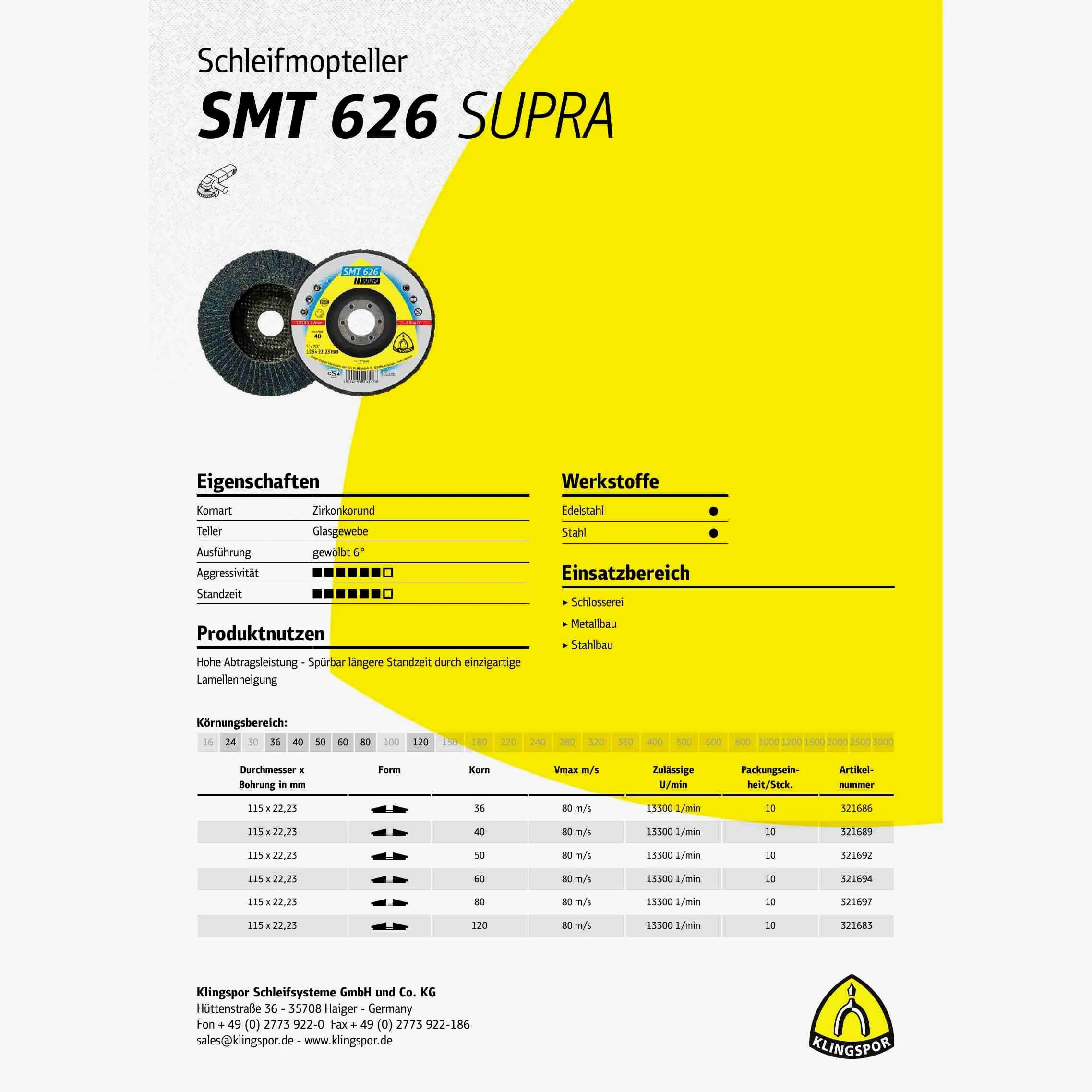 SMT 626 - Platos de lijado (10 unidades, 180 x 22,23 mm, grano 80) : 321699