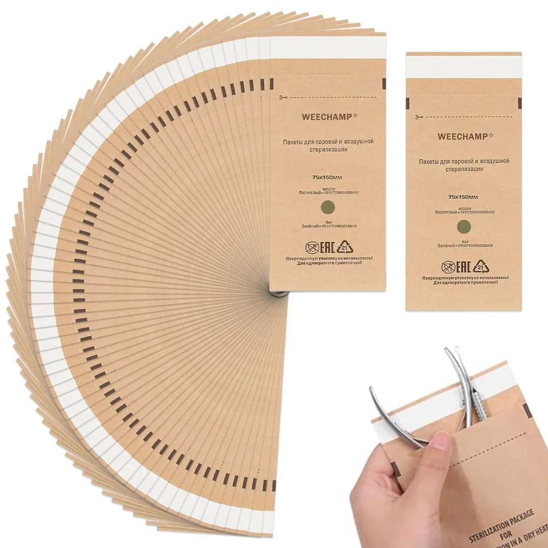 Bolsas Esterilizacion Manicura Papel Kraft 50 Piezas Autoadhesivo Autoclave Desechable
