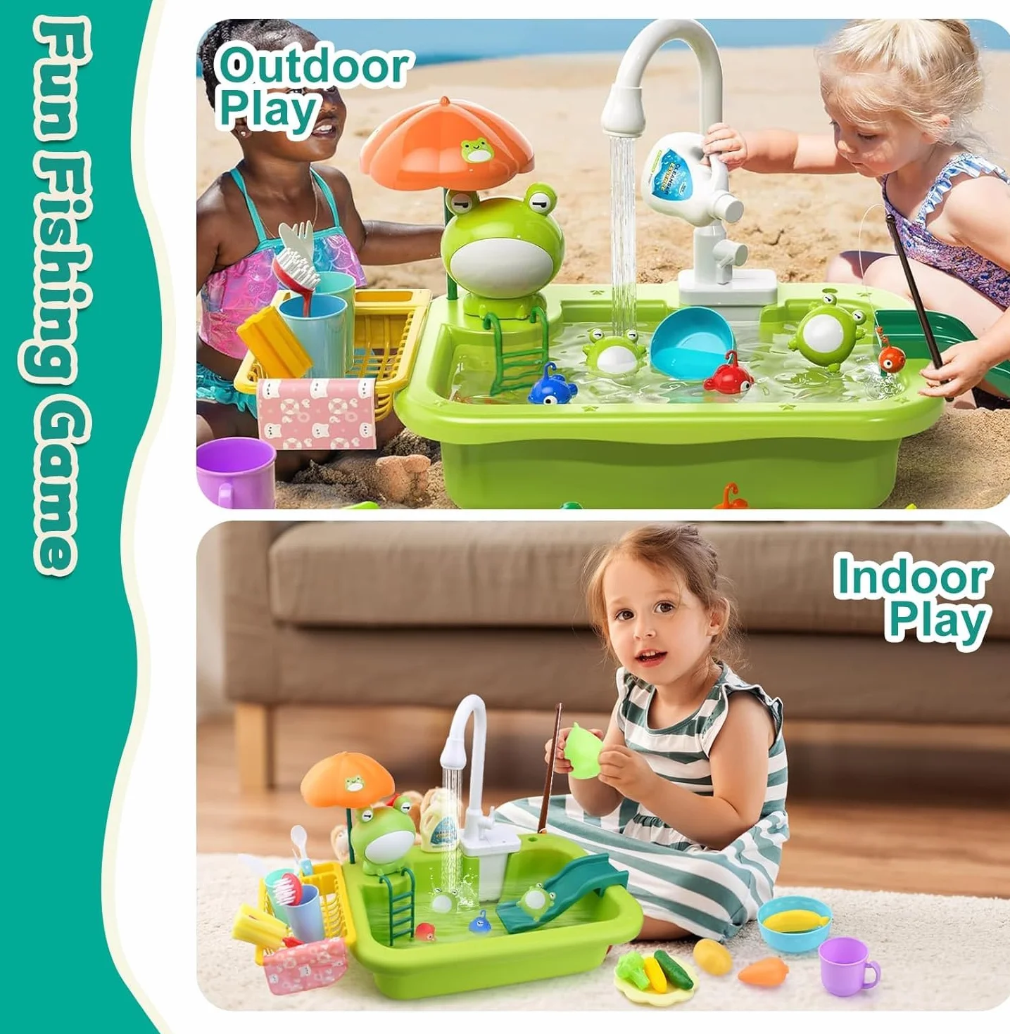 Juguetes de Cocina Lavaplatos Eléctrico Playhouse con Pesca flotantes para Niños