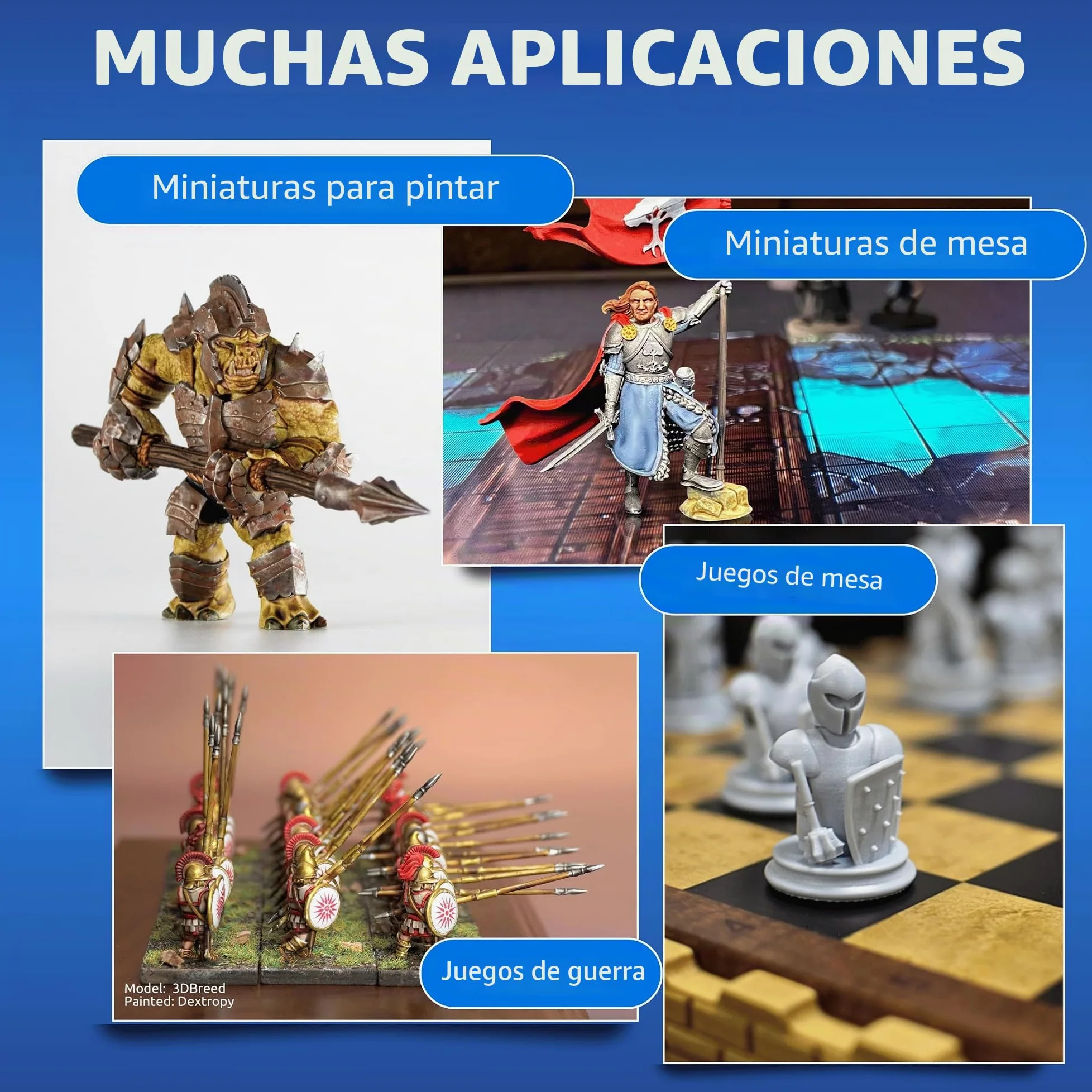 TGM-7 Resina de Wargaming 3D para miniaturas de Mesa, Resistente, Alta resolución, bajo Olor, líquido de impresión 3D de curado rápido para impresoras 3D 4K/8K/12K LCD/DLP/SLA, 1L (Gris)