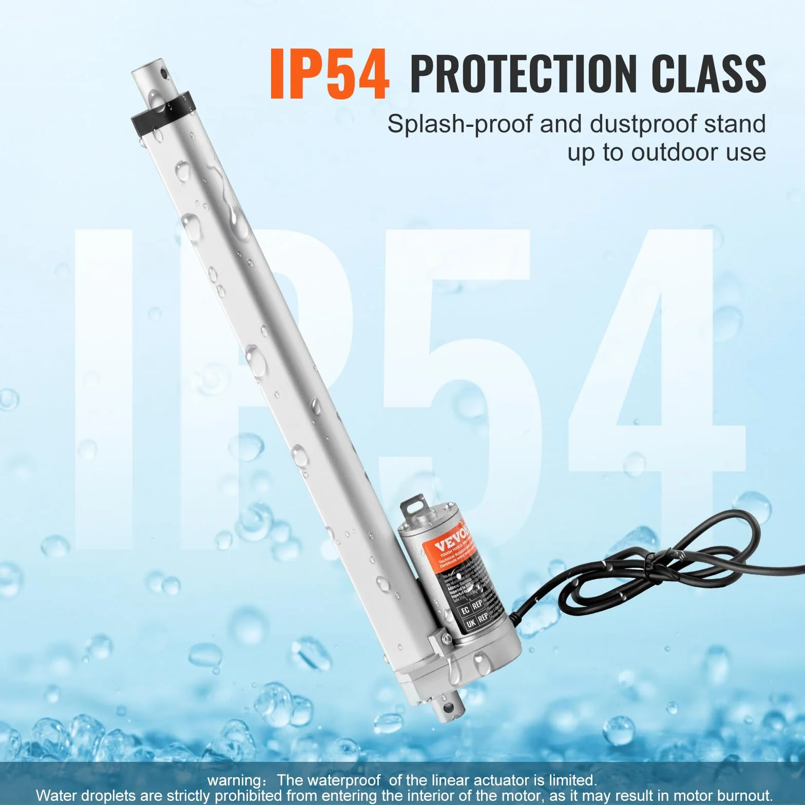 VEVOR Actuador Lineal 12 V 300 mm 330 lbs 1500 N 5 mm/s IP54