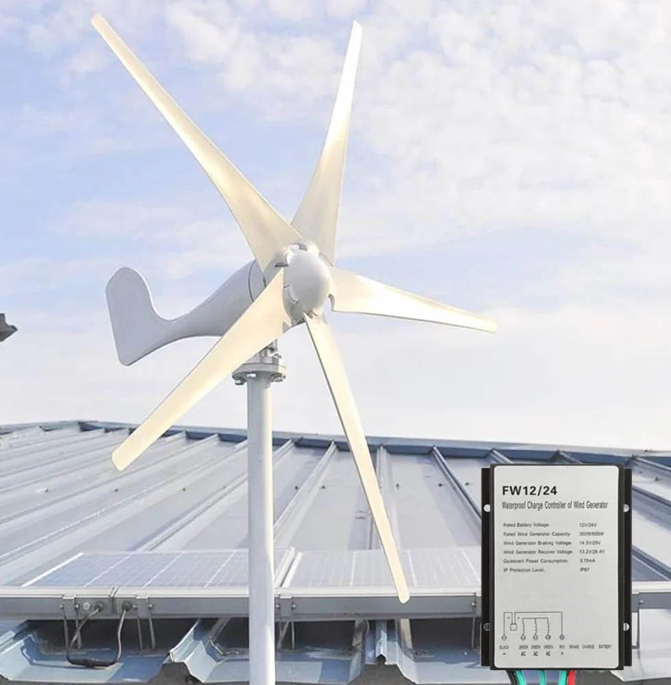 Aerogeneradores 500W 5 Blades Energía libre Molino de viento 12V 24V Energía eólica Pequeño Generador de Turbinas de Viento Generador MPPT Controlador para uso en el hogar Energía y eólica