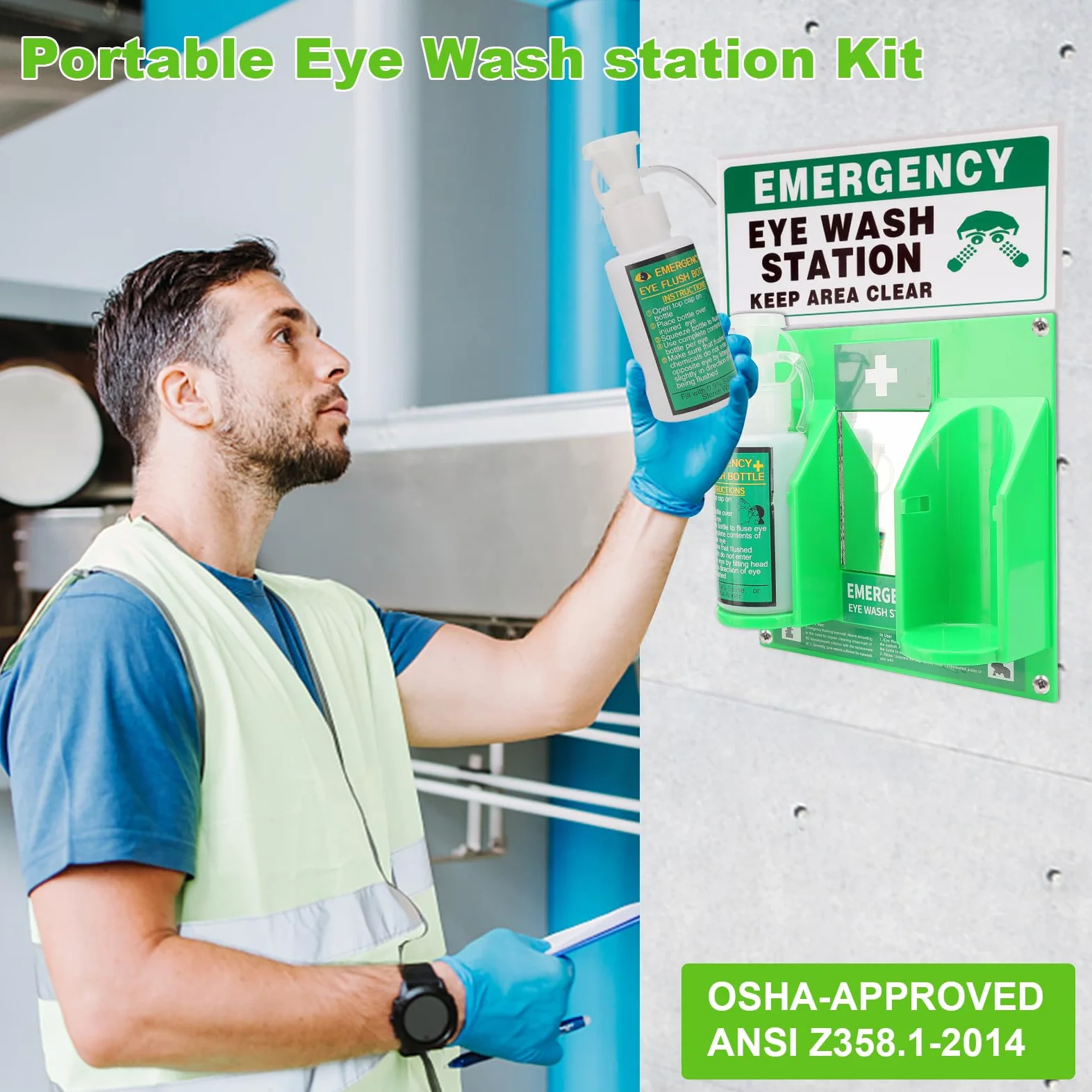 Botellas para enjuague de ojos portátiles (473 ml, 2 unidades, sin solución de enjuague para los ojos