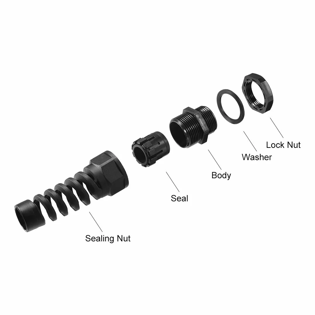 sourcing map Prensa-estopas M16 Junta de nailon Impermeable IP68 para cable 6-10mm 2 unidades