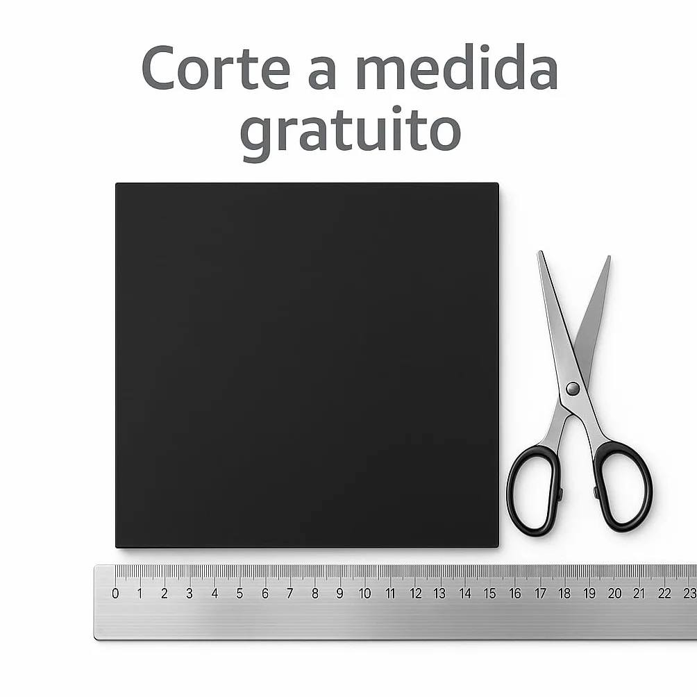 Placa de metacrilato negro 3 mm o 5 mm mate o brillo cortada a medida cantos pulidos a diamante 100x40