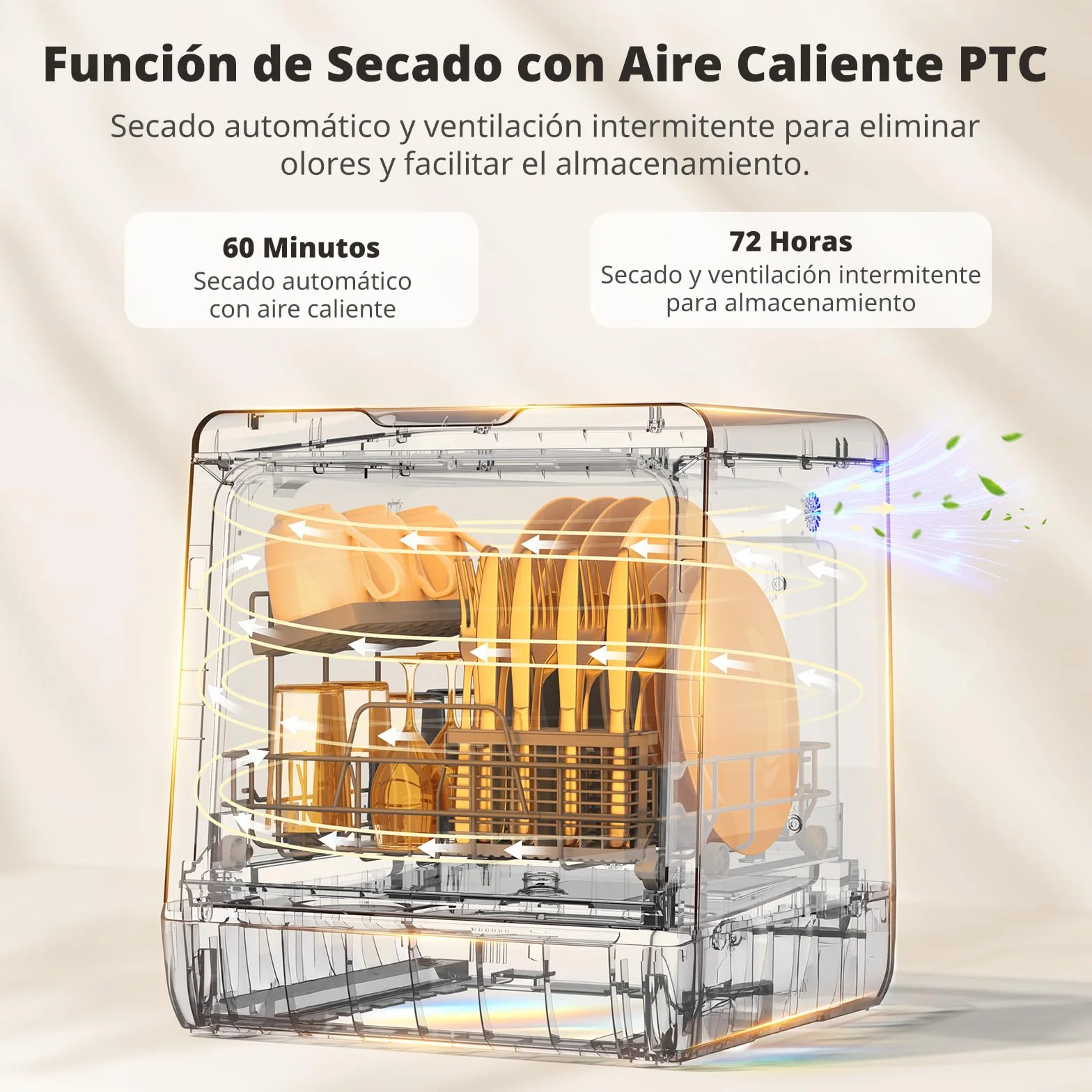 AIRMSEN Mini Lavavajillas Portátil 5L 8+3 Programas Inicio Diferido 1-18h Ablandador Agua Bloqueo Infantil