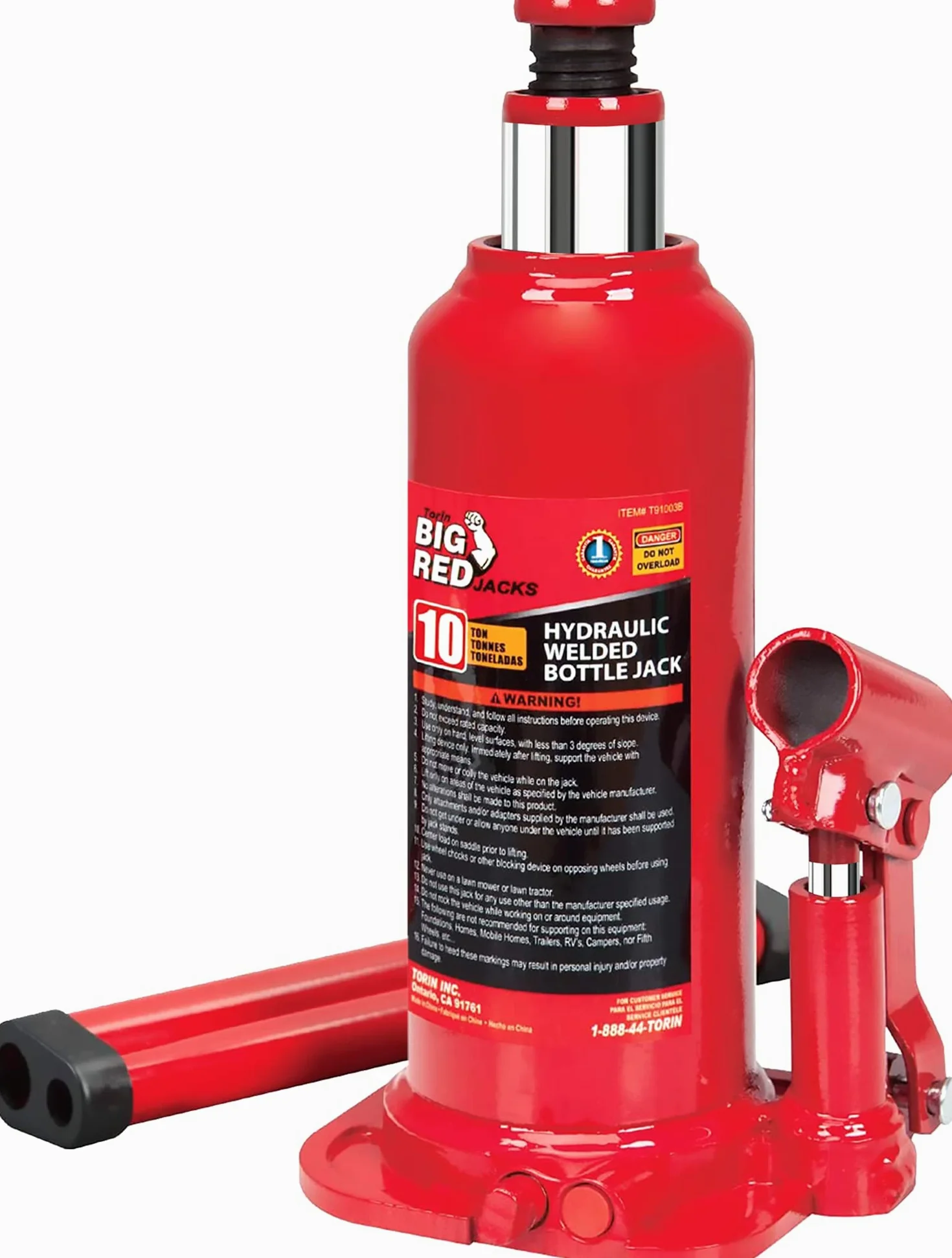 Big Red Torin - Gato hidráulico Soldado con autógena de 10 toneladas para reparación de automóviles y elevación de casa, Rojo, TAM91003B