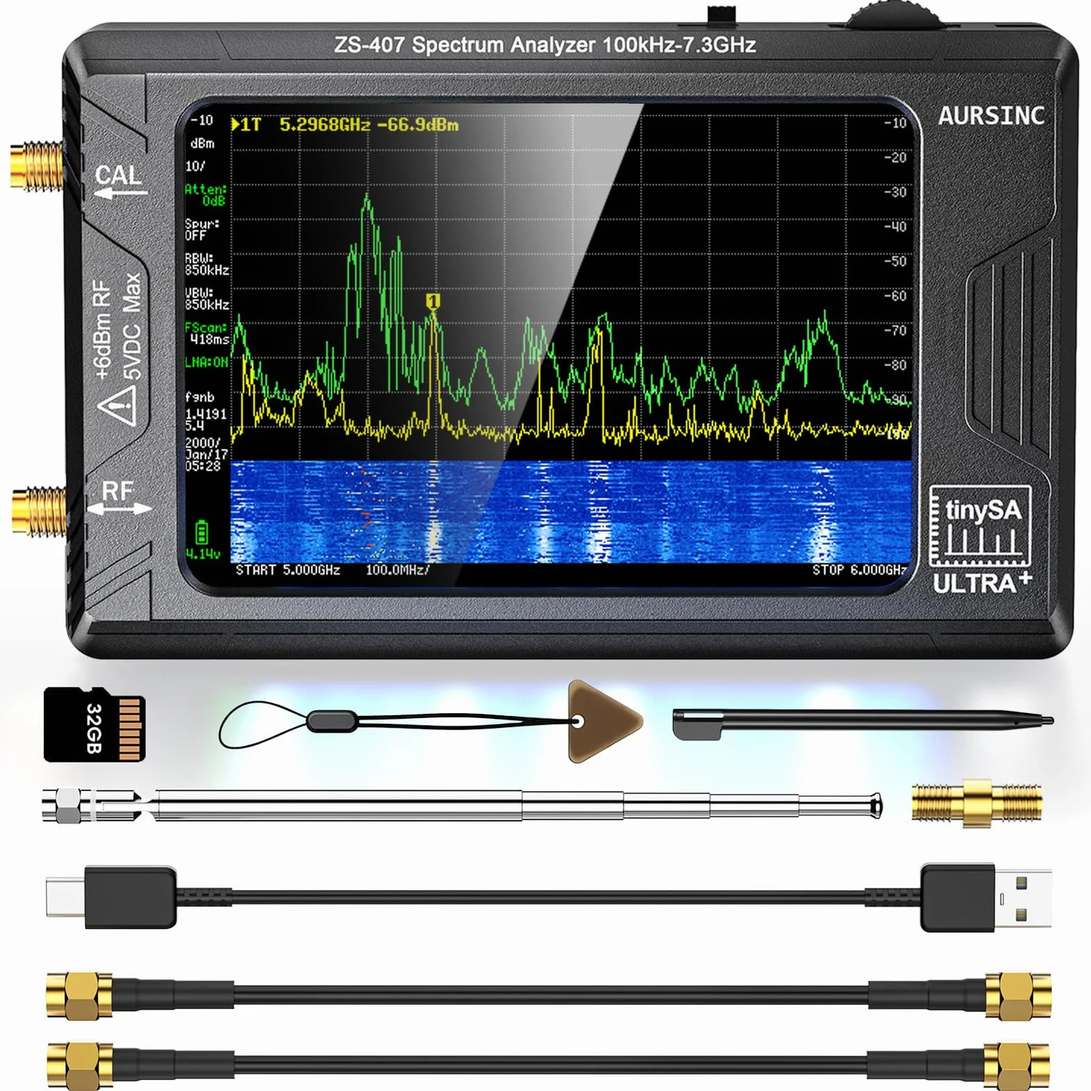 Analizador de espectro Tiny sa Ultra+ ZS-407 7,3 GHz