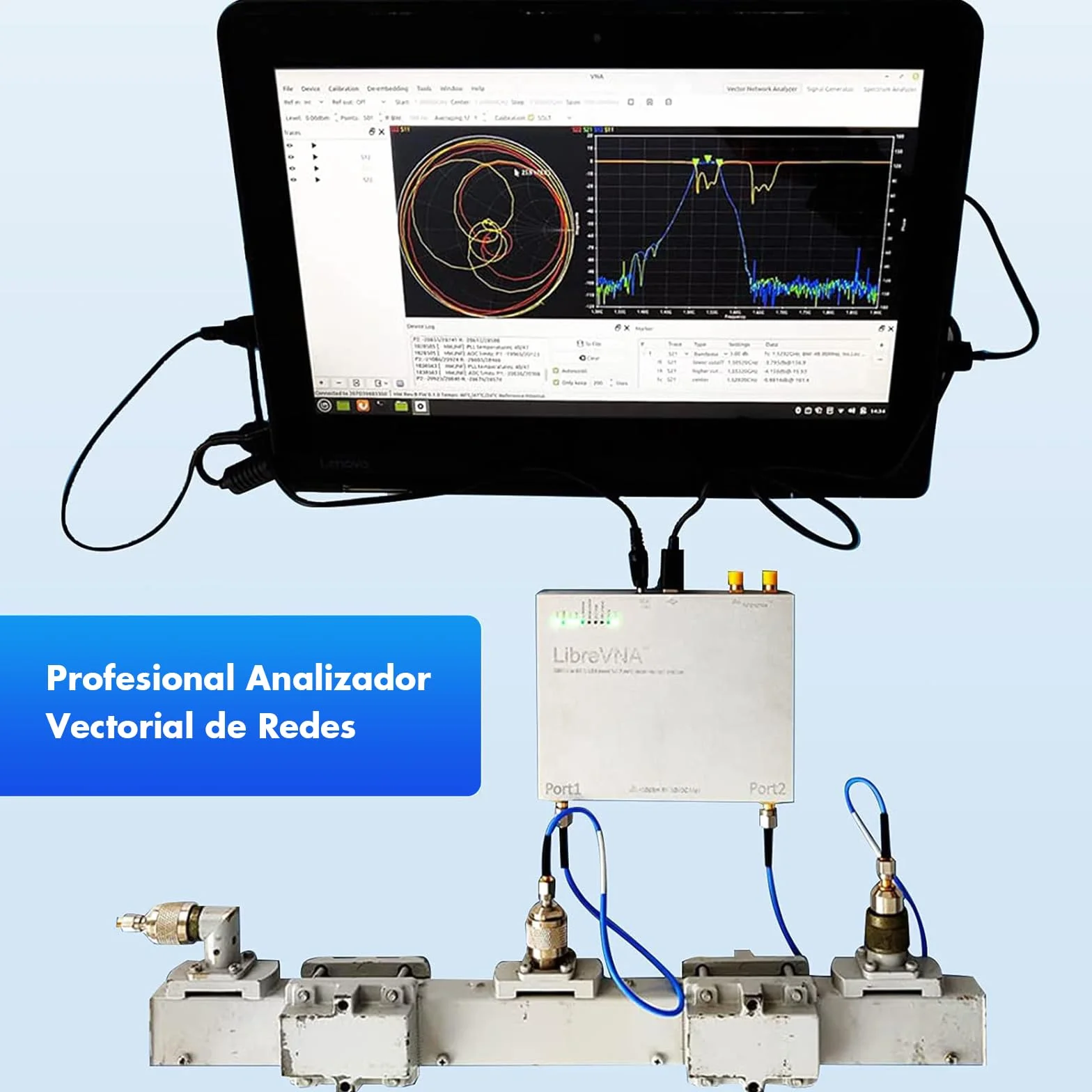 Seesii LibreVNA 2,0 Analizador Vectorial de Redes, Analizador de Antenas NanoVNA 100kHz-6GHz USB Completo Double Puerto con Entrada/Salida de Referencia Externa para Parámetros S Completos